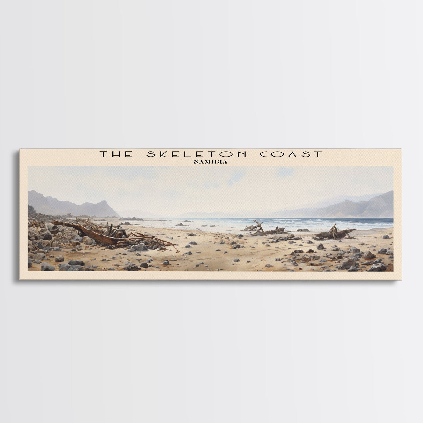 The Skeleton Coast Travel Poster Print, Framed Canvas Print, COUNTRY Travel Art, Wood Framed Art, Wall Hanging, Home Decor