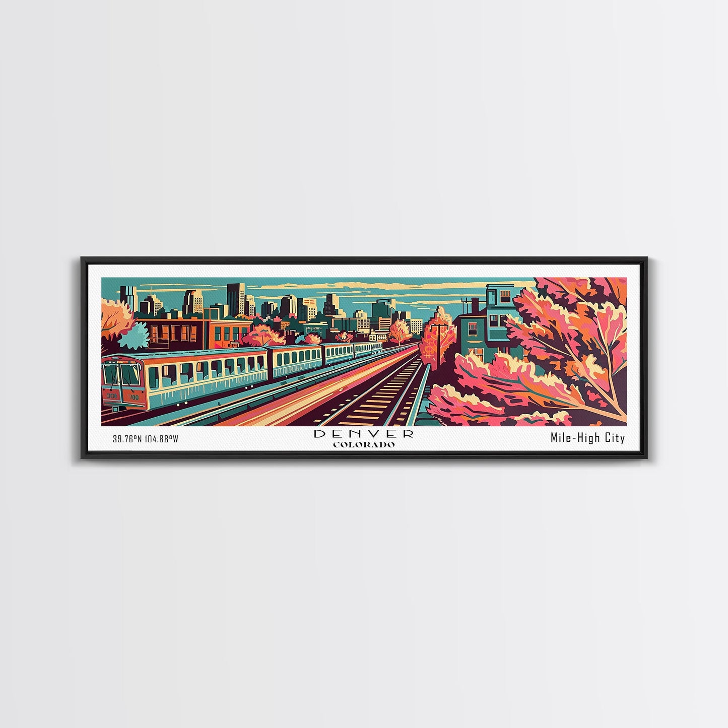 Denver Colorado Panoramic Travel Poster Canvas Print