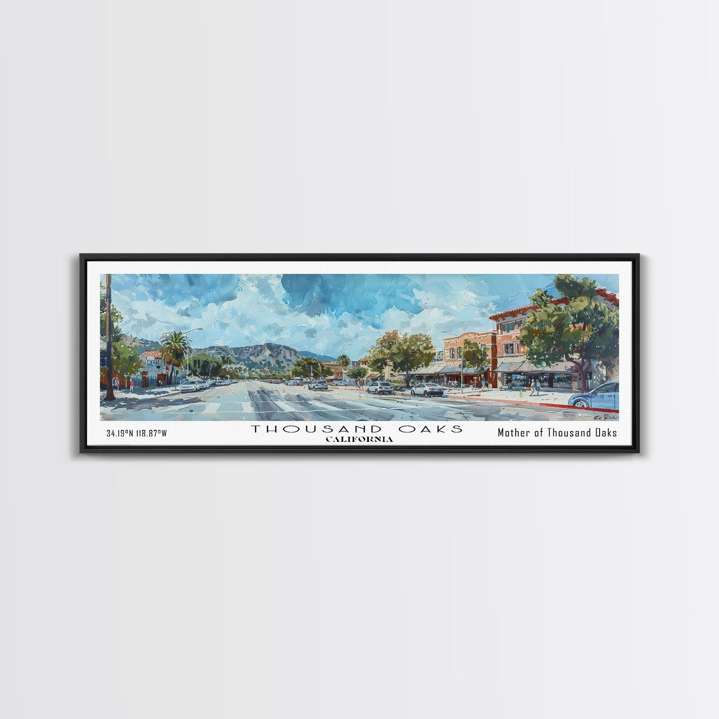 Thousand Oaks California Travel Poster, Framed Canvas Print, Wall Art, Home Decor, Travel Print, Office Decor, Living Room Art, Gift Idea