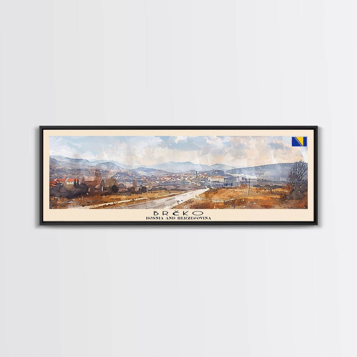 Brčko Bosnia Wall Art, Panoramic Travel Poster, Panoramic Framed Canvas Print, City Wall Art, Wall Hanging Home Decor, Travel Art
