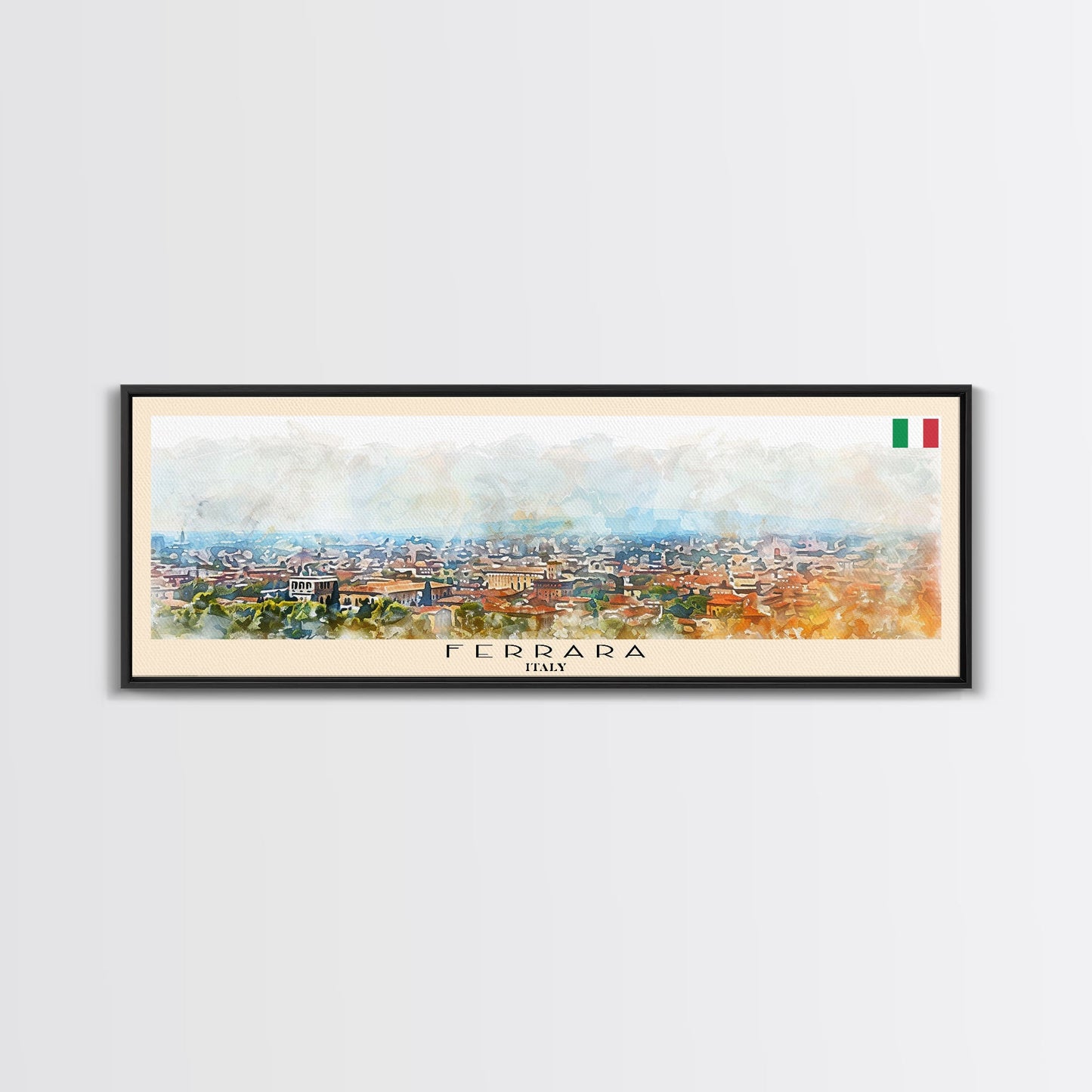 Ferrara Italy Travel Art, City Art, Framed Canvas Print or Metal Wall Art, Europe Travel Poster, Panoramic Wall Art, Extra Wide Wall Art
