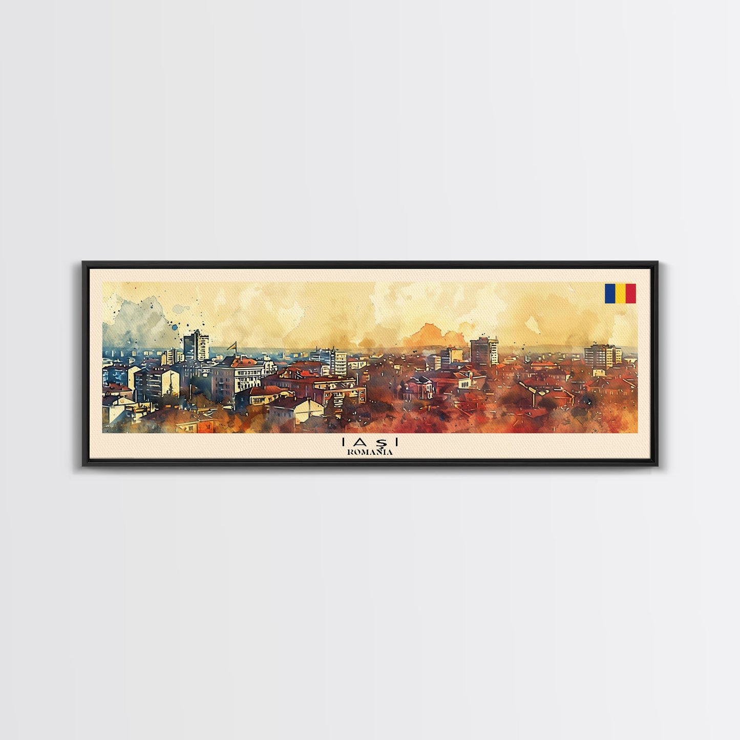 Lasi Romania Wall Art, Panoramic Travel Poster, Panoramic Framed Canvas Print, City Wall Art, Wall Hanging Home Decor, Travel Art
