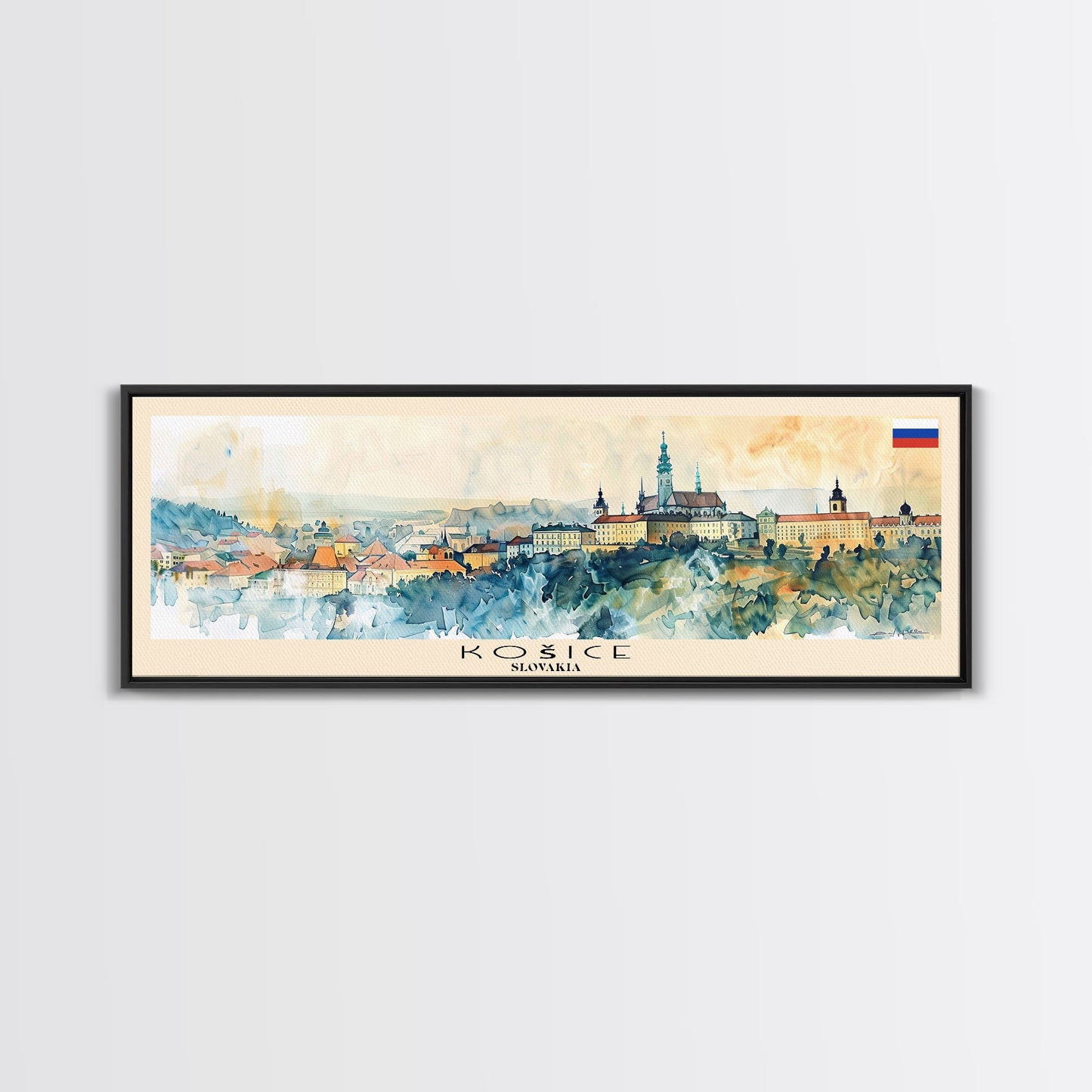 Kosice Slovakia Travel Art, City Art, Framed Canvas Print or Metal Wall Art, Europe Travel Poster, Panoramic Wall Art, Extra Wide Wall Art
