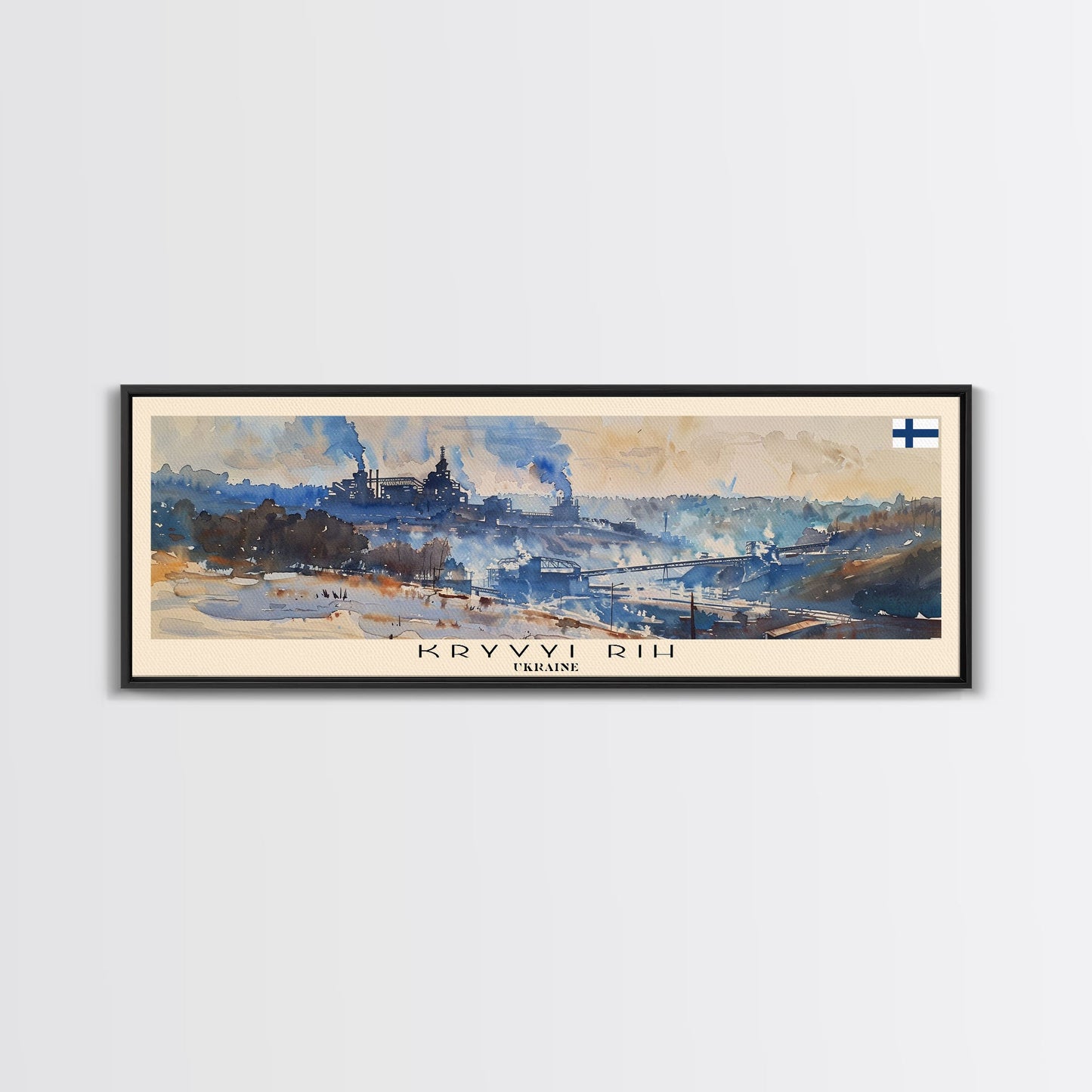 KryvyiRih Ukraine Panoramic Travel Poster, Framed Canvas Print or Metal Wall Art, Travel Art, Home Decor, Panoramic Painting, Midcentury Art