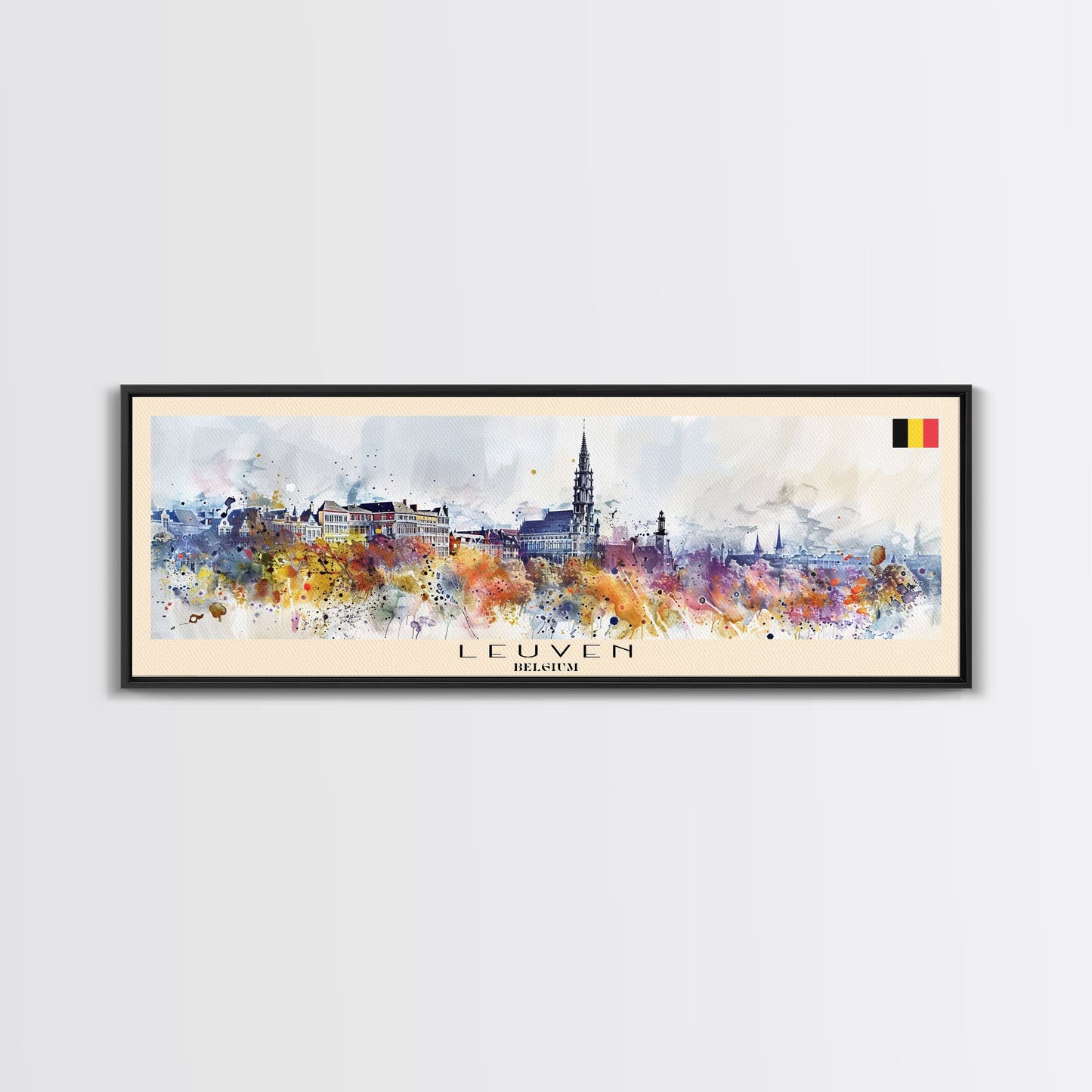 Leuven Belgium Wall Art, Panoramic Travel Poster, Panoramic Framed Canvas Print, City Wall Art, Wall Hanging Home Decor, Travel Art