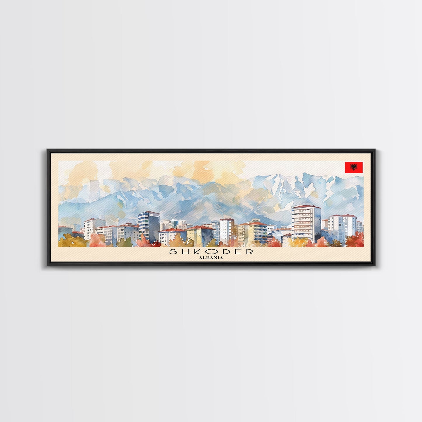 Shkodr Albania Travel Print Wall Art, Panoramic City Art, Travel Art, Wall Decor, Vacation Gift, Framed Canvas Print Or Metal Art