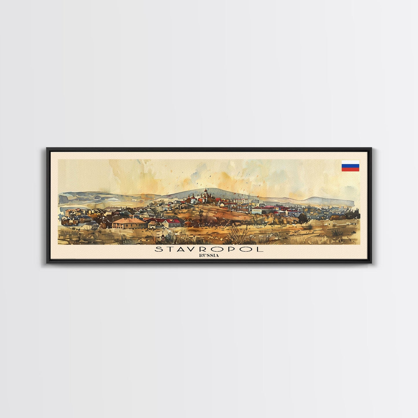 Stavropol Russia Panoramic Travel Poster, Framed Canvas Print or Metal Wall Art, Travel Art, Home Decor, Panoramic Painting, Midcentury Art
