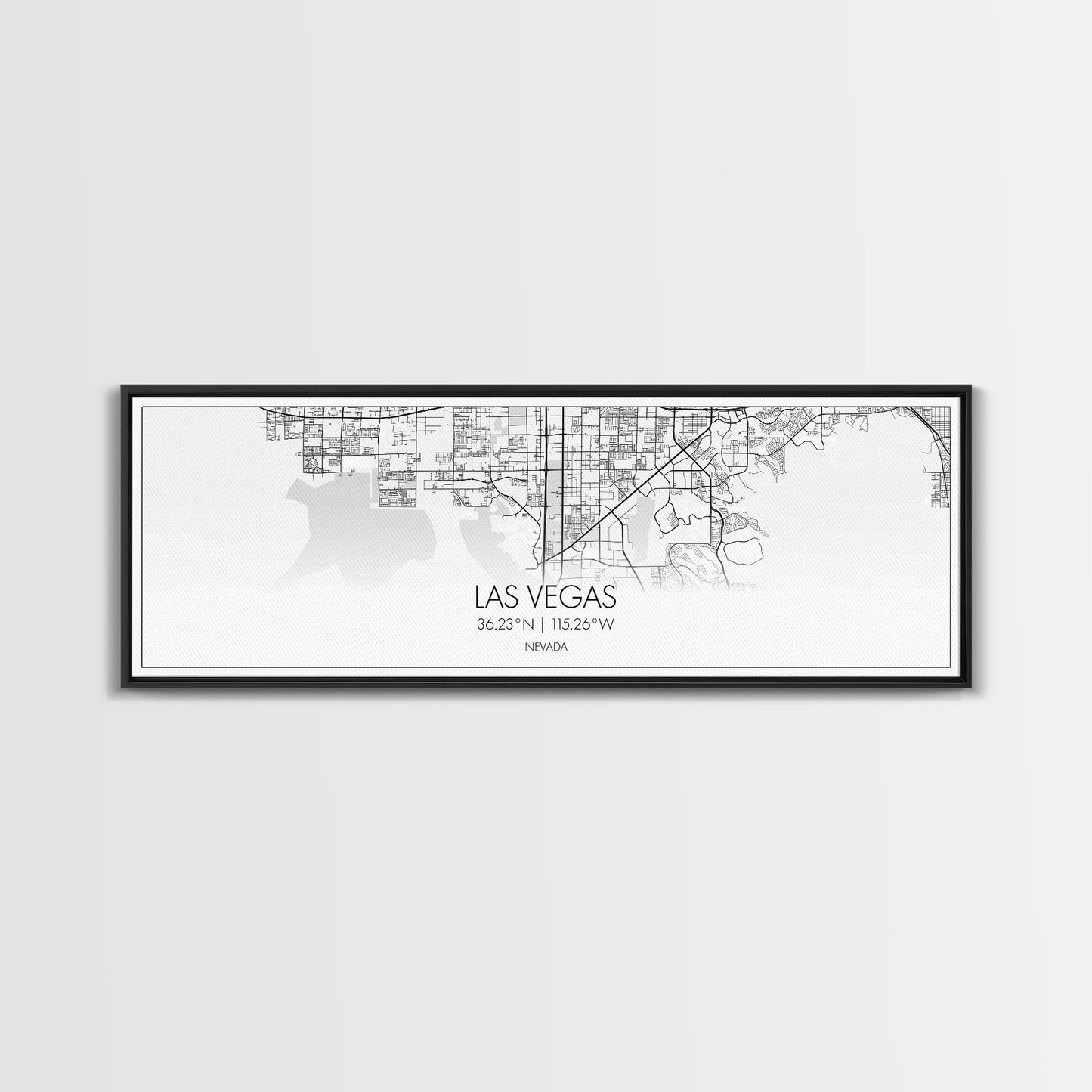 Panoramic Las Vegas  City Map, Nevada Art, Map Print, Minimalist Wall Art, Canvas Art, Housewarming Gift, Street Map Art, Closing Gift