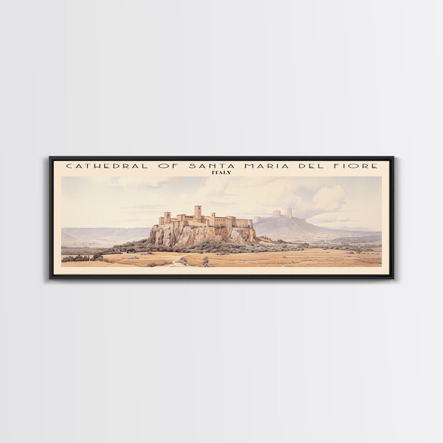 Cathedral of Santa Maria del Fiore Travel Poster Print, Framed Canvas Print, COUNTRY Travel Art, Wood Framed Art, Wall Hanging, Home Decor