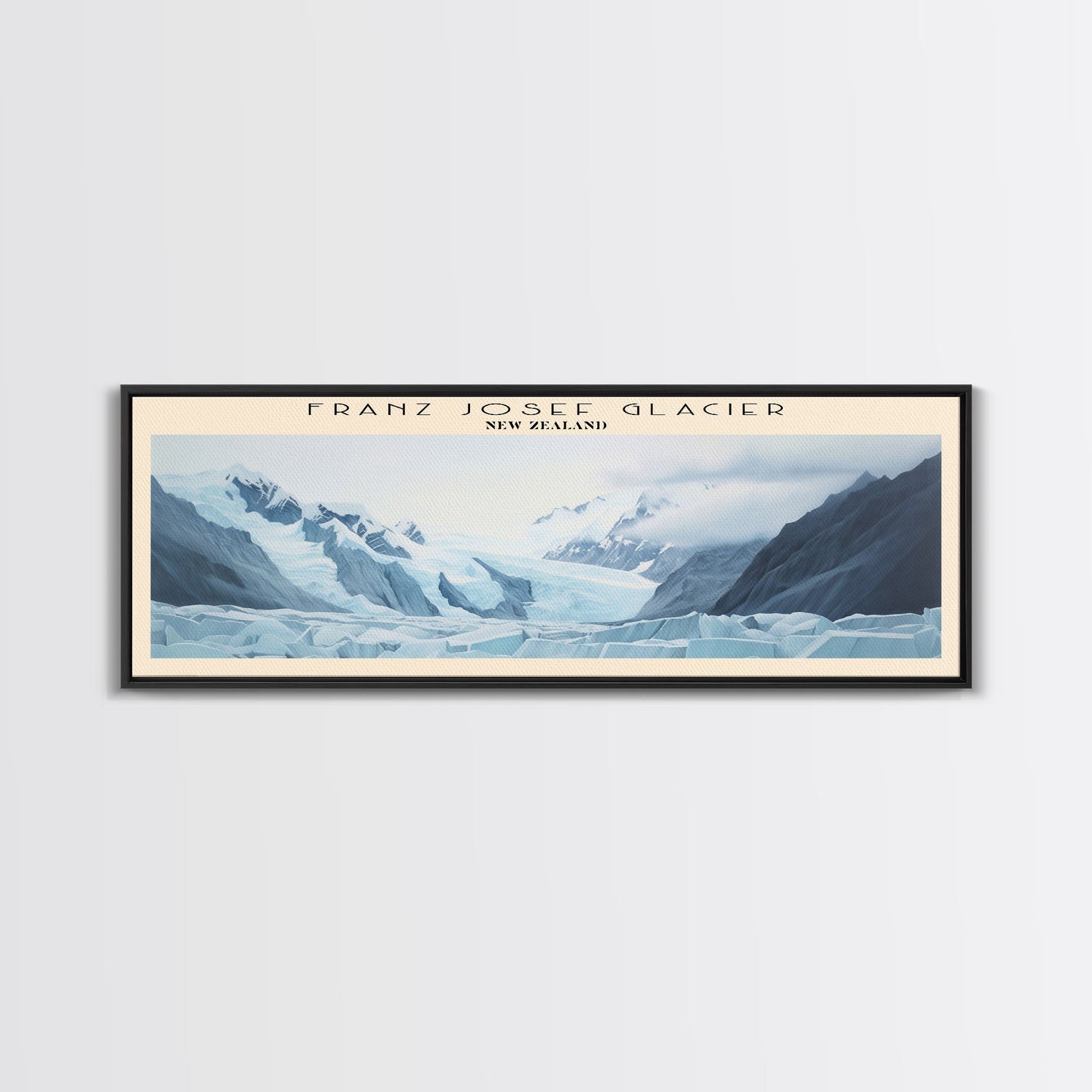Franz Josef Glacier COUNTRY Travel Poster Print, Framed Canvas Print, COUNTRY Travel Art, Wood Framed Art, Wall Hanging, Home Decor