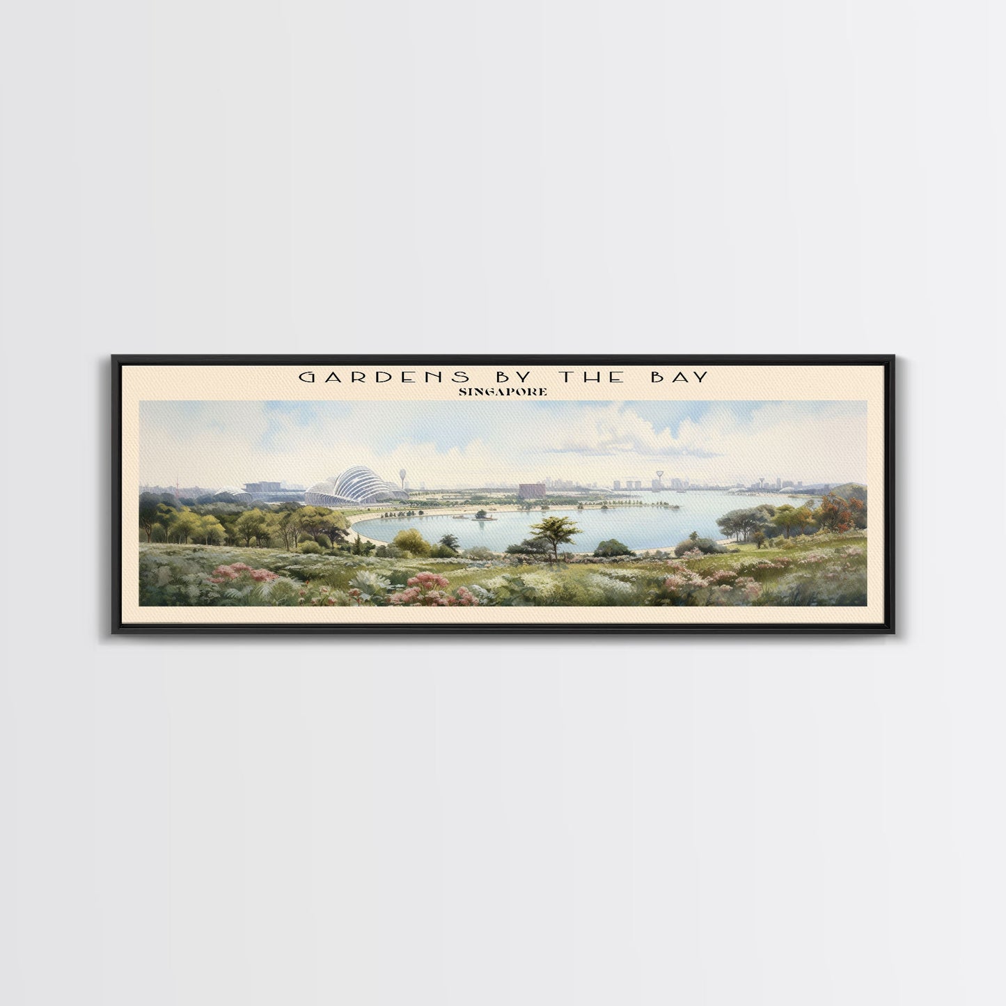 Gardens by the Bay COUNTRY | Framed Travel Poster Canvas Print | Trendy Wall Art | Watercolor Painting | Living Room Art | Unique Art