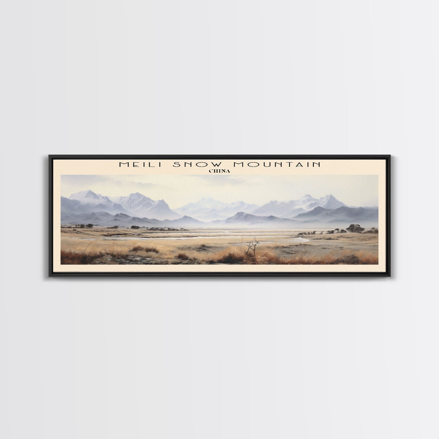Meili Snow Mountain COUNTRY Travel Poster Print, Framed Canvas Print, COUNTRY Travel Art, Wood Framed Art, Wall Hanging, Home Decor
