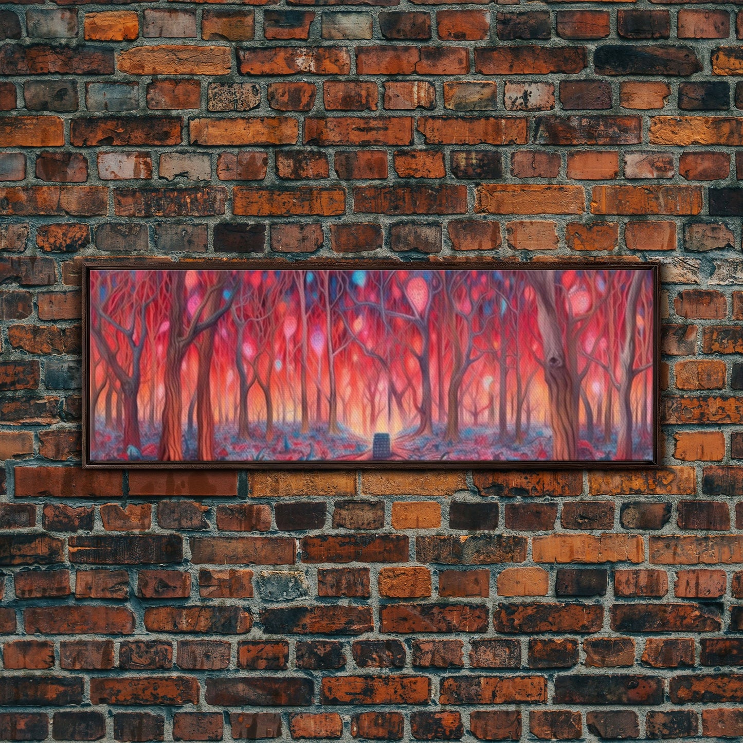 Enchanted Forest Art, Abstract Forest Art, Pink Forest, Pastel Wood, Wall Decor, Large Canvas Print, Panoramic, Wall Art, Canvas Print