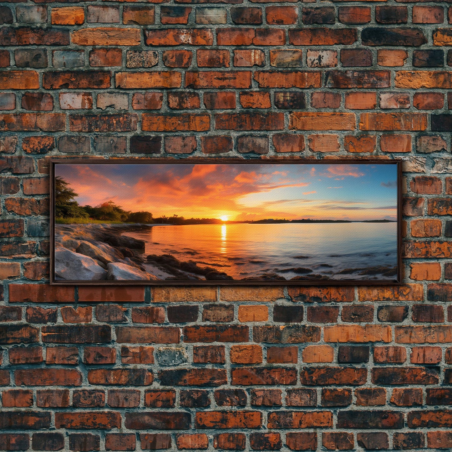 Photographic Panoramic of Biscayne National Park, Sunset Photography, National Park Art, Framed Canvas Print, Landscape Photography
