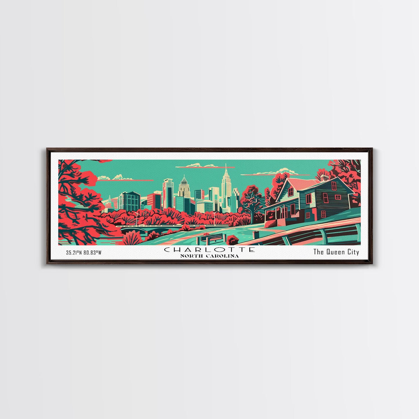 Charlotte North Carolina Panoramic Travel Poster Canvas Print