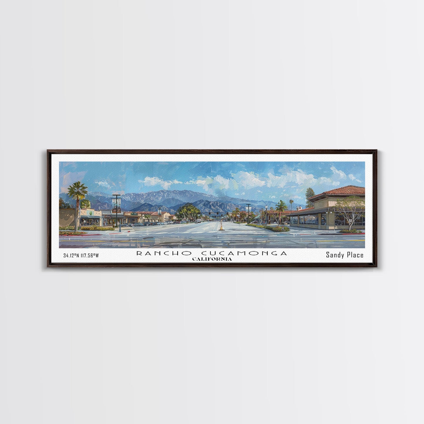 Rancho Cucamonga California Panoramic Print, Stylish Framed Canvas Print, Travel Poster Art, Home Decor, Office Wall Art