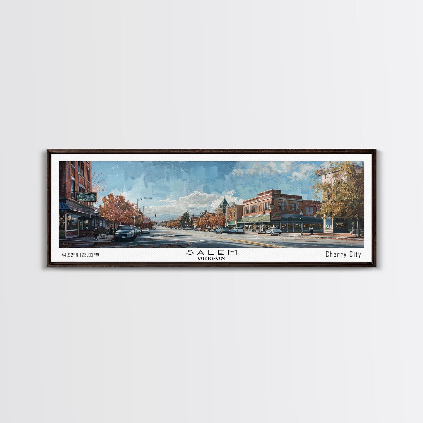 Salem Oregon Panoramic Print, Beautiful Framed Canvas Print, City Travel Poster, Home Decoration, Wall Art, Office Gift
