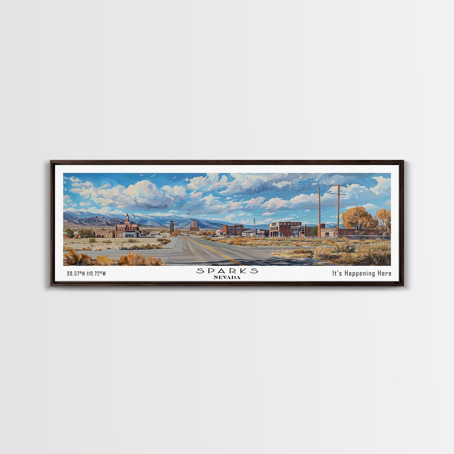 Sparks Nevada Travel Poster, Framed Canvas Print, Wall Art, Home Decor, Travel Print, Office Decor, Living Room Art, Gift Idea