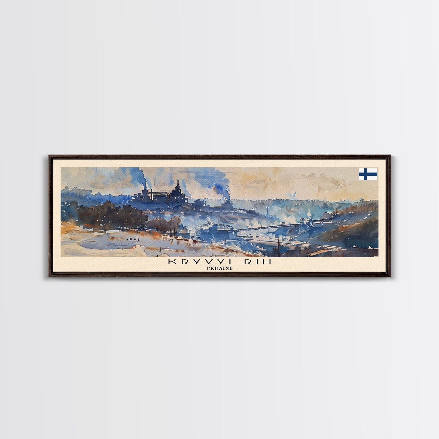 KryvyiRih Ukraine Panoramic Travel Poster, Framed Canvas Print or Metal Wall Art, Travel Art, Home Decor, Panoramic Painting, Midcentury Art