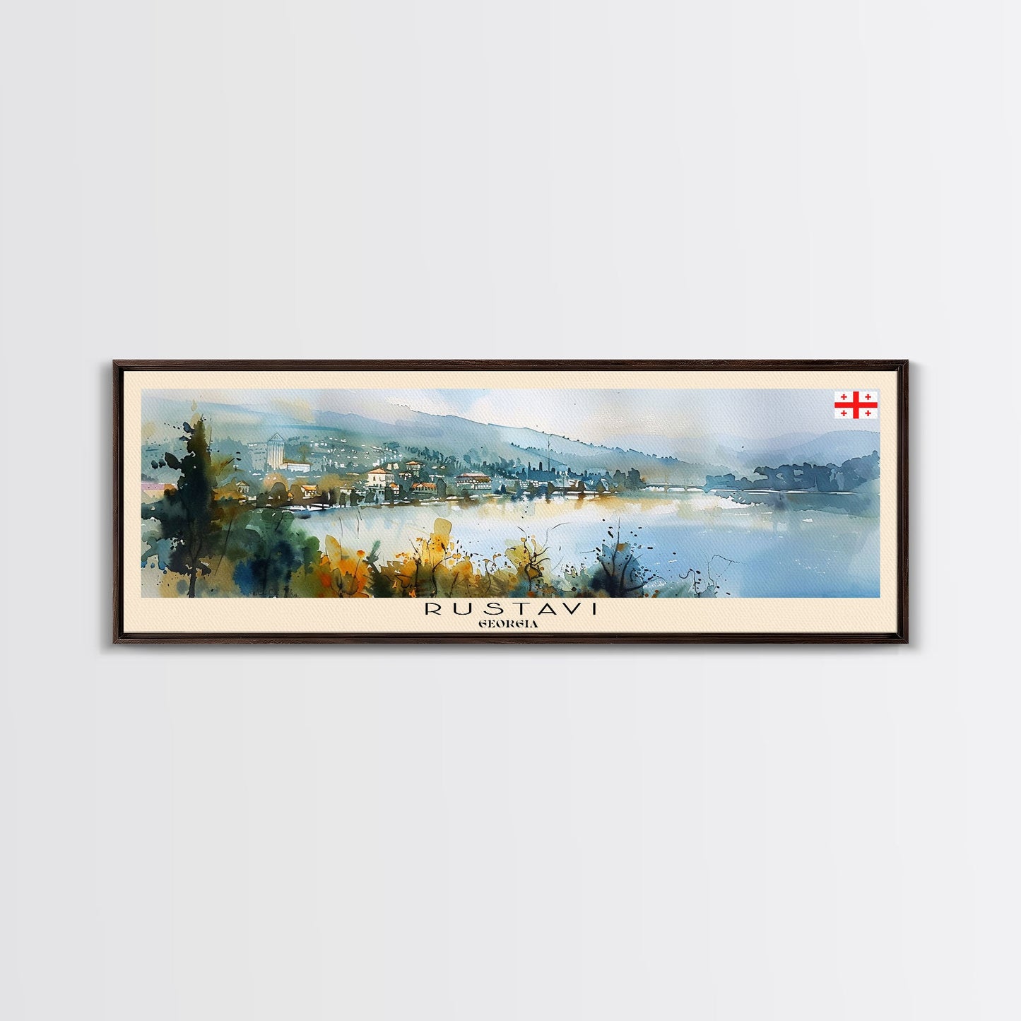 Rustavi Georgia Travel Art, City Art, Framed Canvas Print or Metal Wall Art, Europe Travel Poster, Panoramic Wall Art, Extra Wide Wall Art