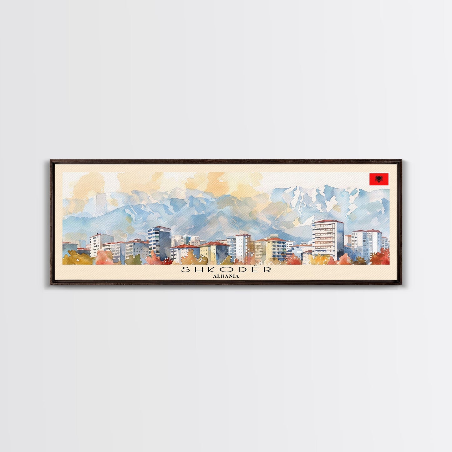 Shkodr Albania Travel Print Wall Art, Panoramic City Art, Travel Art, Wall Decor, Vacation Gift, Framed Canvas Print Or Metal Art