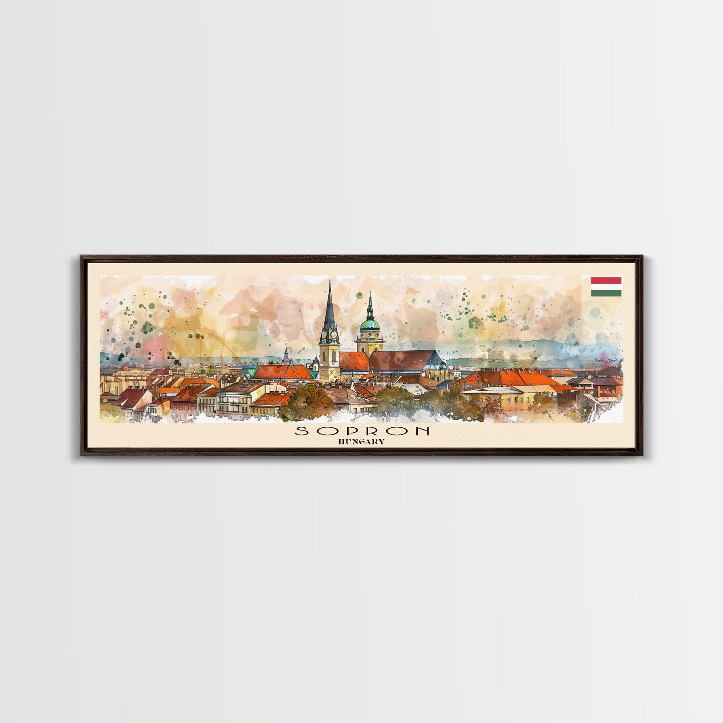 Sopron Hungary Travel Art, City Art, Framed Canvas Print or Metal Wall Art, Europe Travel Poster, Panoramic Wall Art, Extra Wide Wall Art