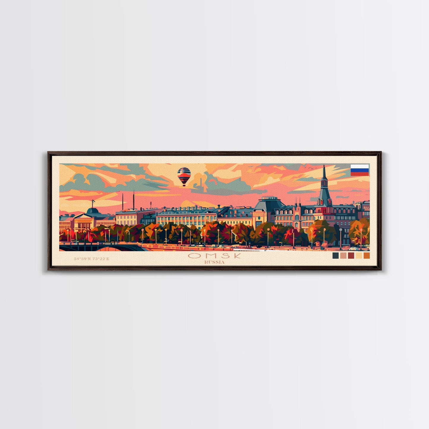 Omsk Russia Wall Art, Panoramic Travel Poster, Panoramic Framed Canvas Print, City Wall Art, Wall Hanging Home Decor, Travel Art