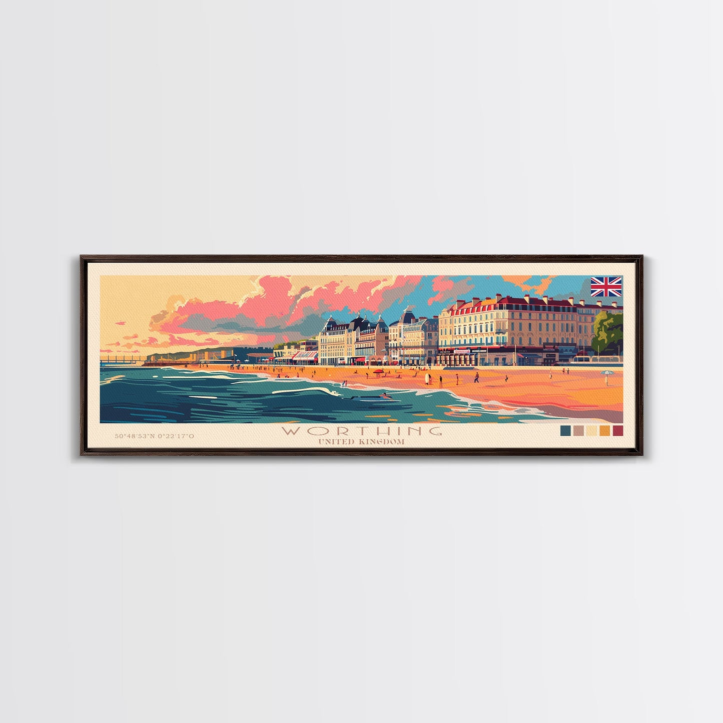 Worthing United Kingdom Wall Art, Panoramic Travel Poster, Panoramic Framed Canvas Print, City Wall Art, Wall Hanging Home Decor, Travel Art
