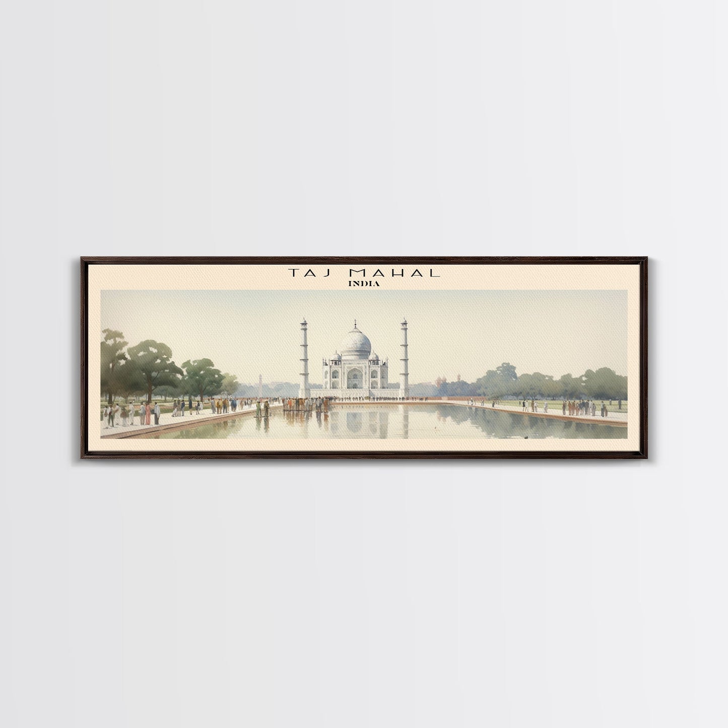 Taj Mahal Travel Poster Print, Framed Canvas Print, COUNTRY Travel Art, Wood Framed Art, Wall Hanging, Home Decor
