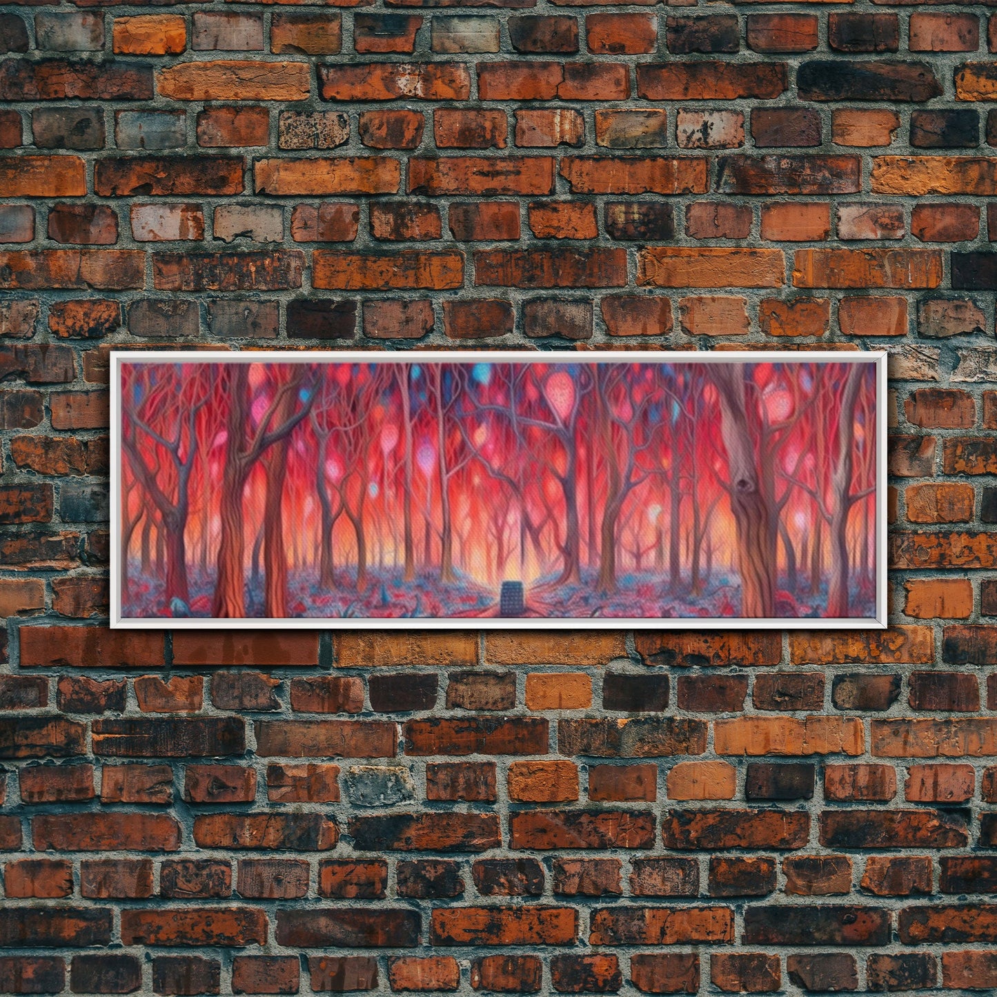 Enchanted Forest Art, Abstract Forest Art, Pink Forest, Pastel Wood, Wall Decor, Large Canvas Print, Panoramic, Wall Art, Canvas Print