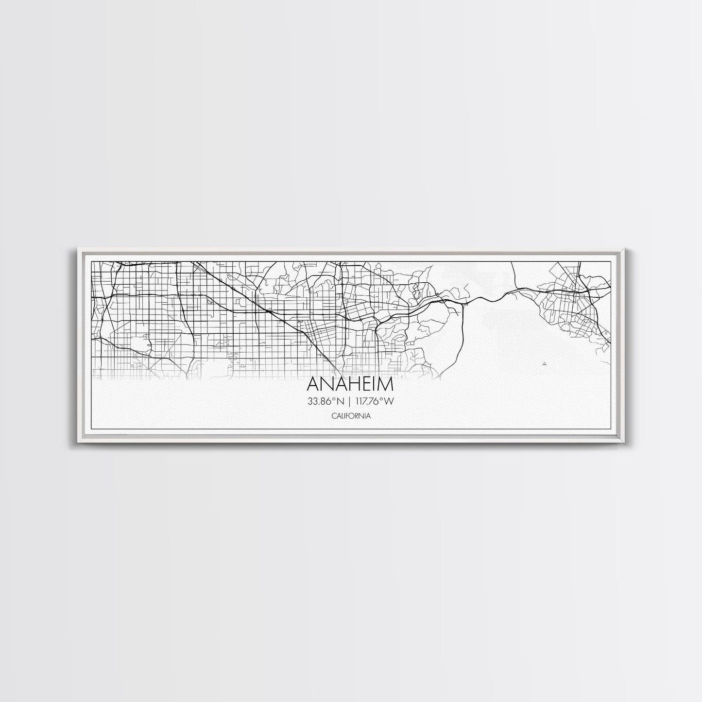 Panoramic Anaheim City Map, California Art, Map Print, Minimalist Wall Art, Canvas Art, Housewarming Gift, Street Map Art, Closing Gift