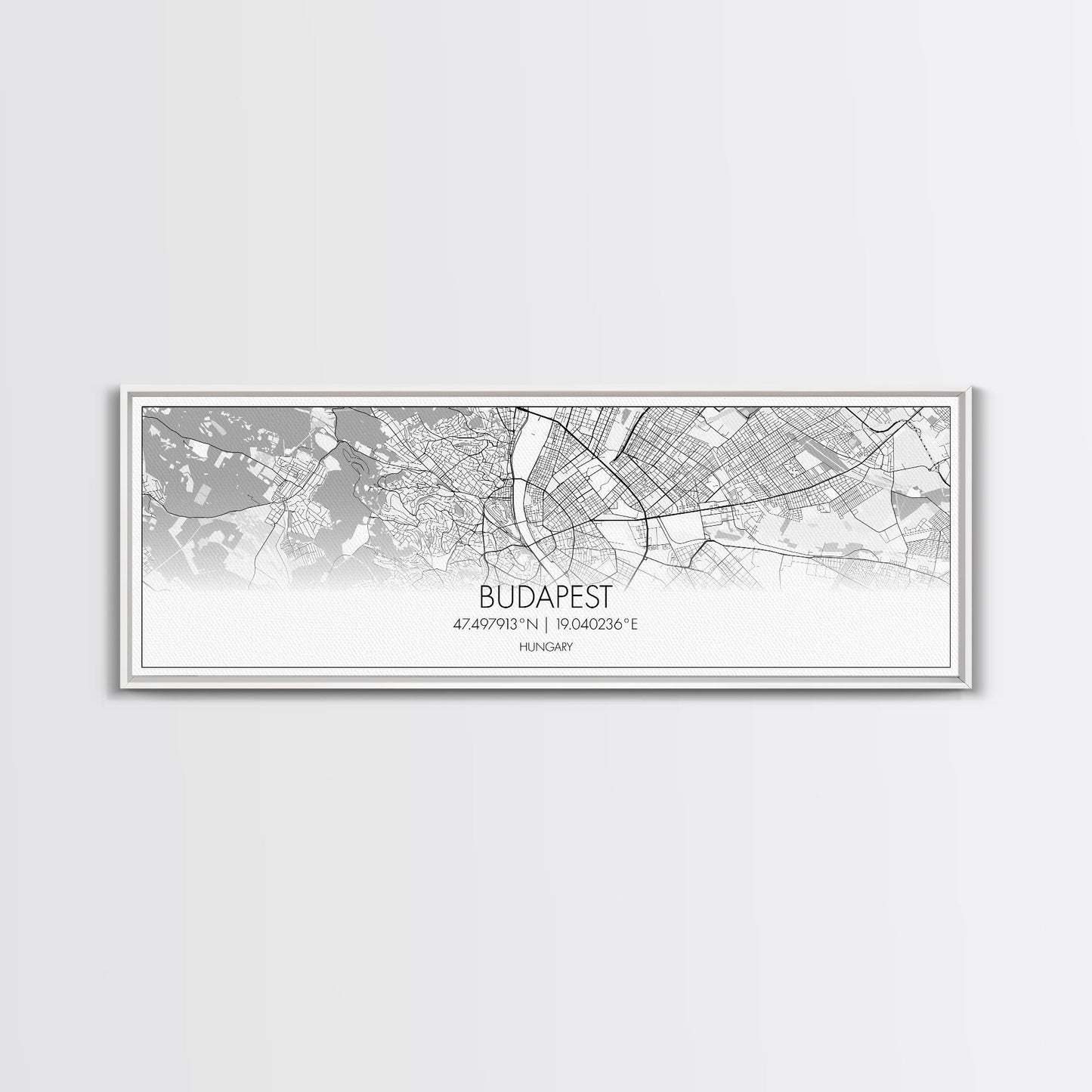 Panoramic Budapest  City Map, Hungary Art, Map Print, Minimalist Wall Art, Canvas Art, Housewarming Gift, Street Map Art, Closing Gift
