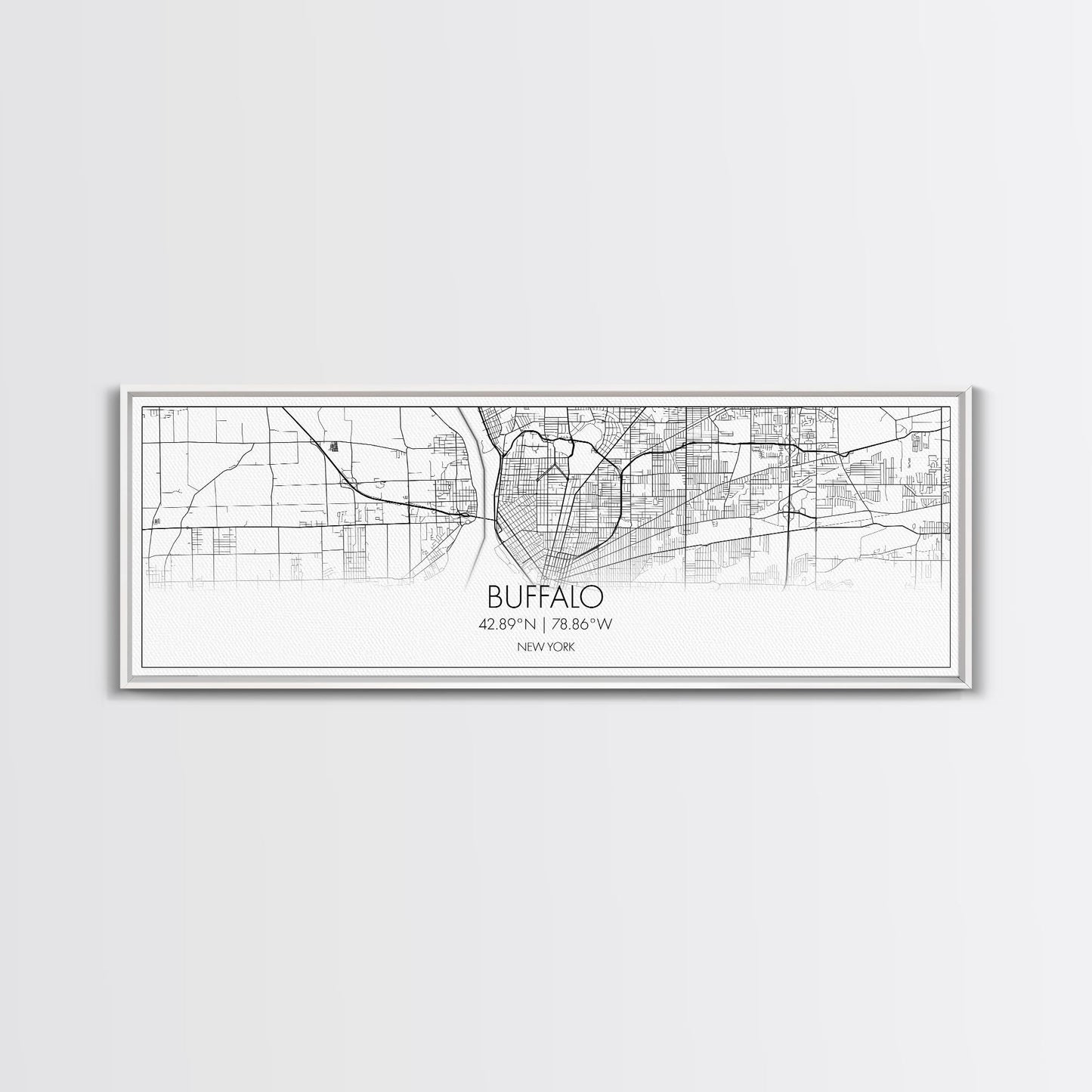 Panoramic Buffalo City Map, New York Art, Map Print, Minimalist Wall Art, Canvas Art, Housewarming Gift, Street Map Art, Closing Gift
