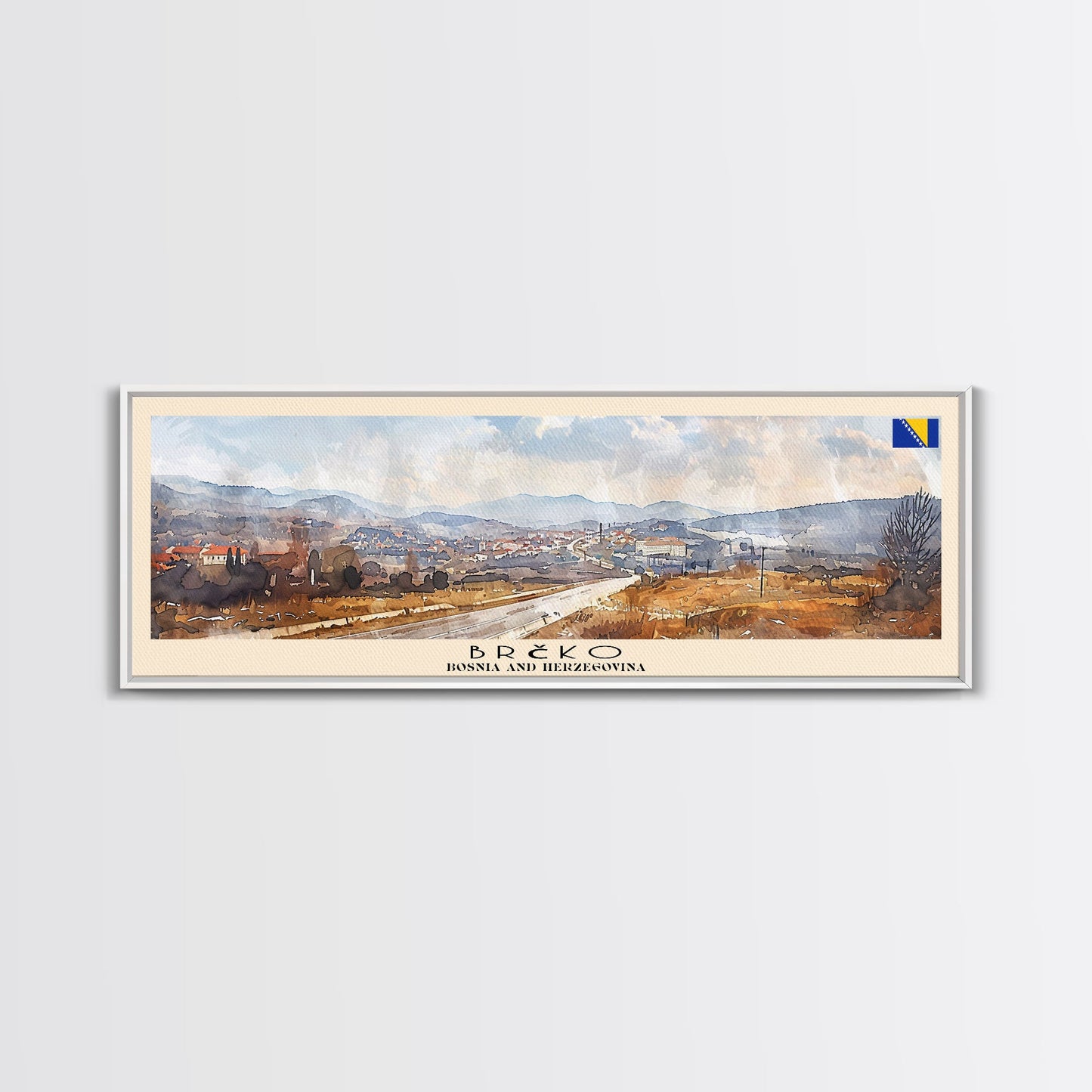 Brčko Bosnia Wall Art, Panoramic Travel Poster, Panoramic Framed Canvas Print, City Wall Art, Wall Hanging Home Decor, Travel Art