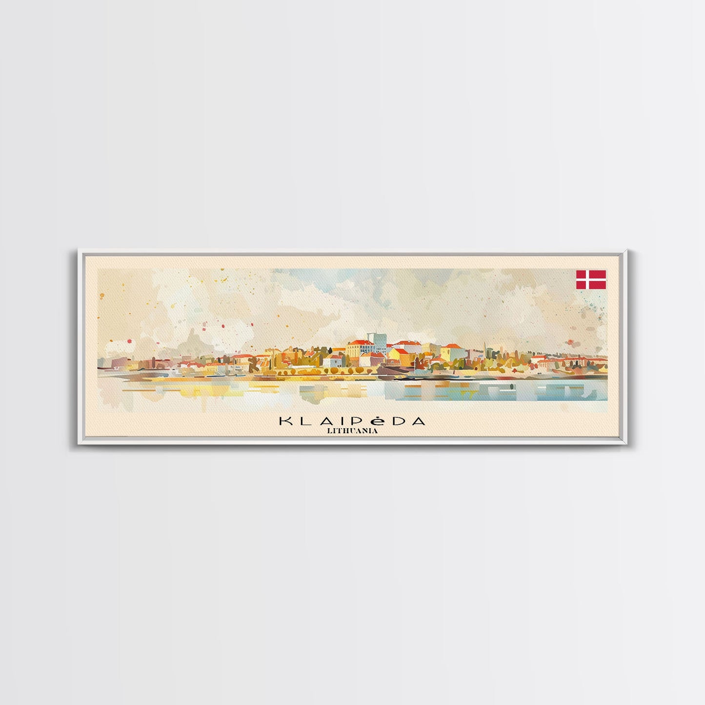 Klaipda Lithuania Wall Art, Panoramic Travel Poster, Panoramic Framed Canvas Print, City Wall Art, Wall Hanging Home Decor, Travel Art