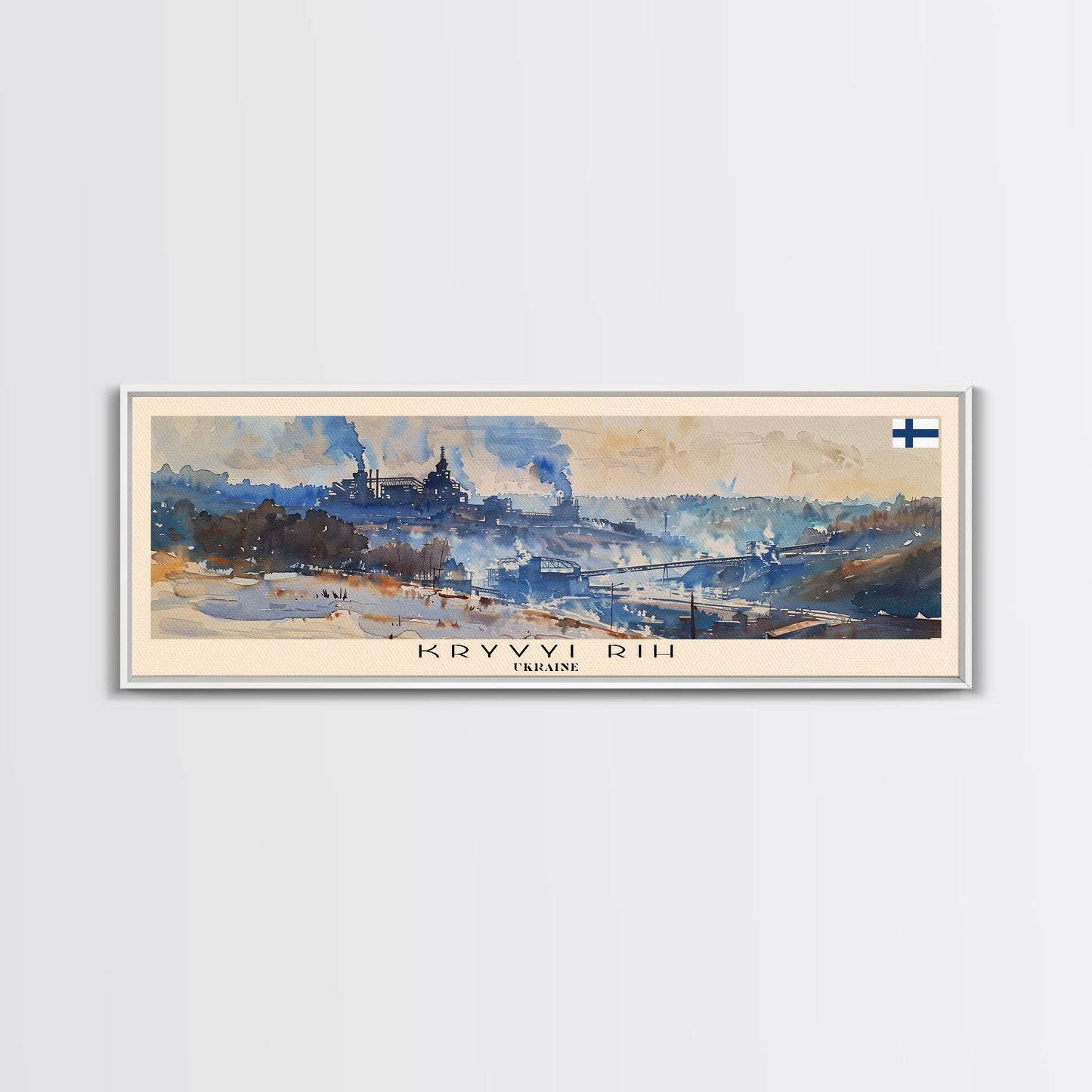 KryvyiRih Ukraine Panoramic Travel Poster, Framed Canvas Print or Metal Wall Art, Travel Art, Home Decor, Panoramic Painting, Midcentury Art