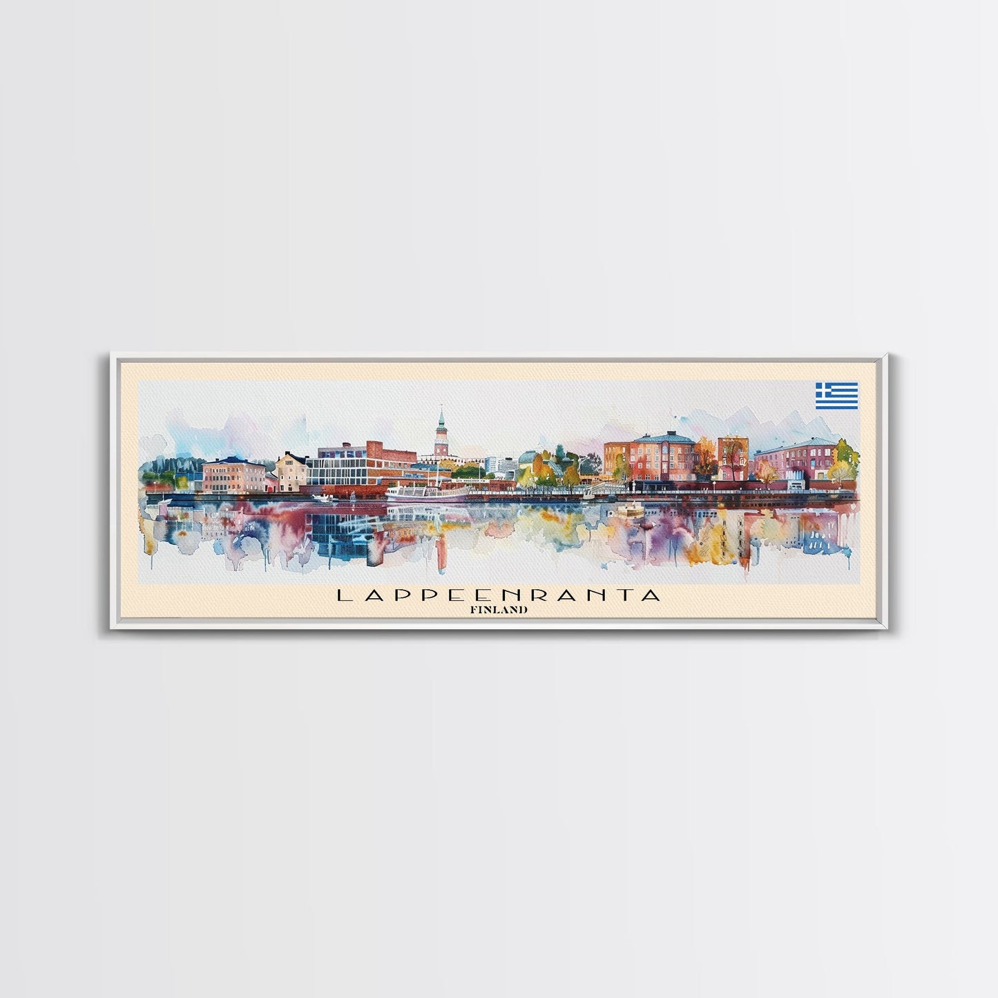 Lappeenranta Finland Panoramic Travel Poster, Framed Canvas Print or Metal Wall Art, Travel Art, Home Decor, Panoramic Painting, Midcentury Art
