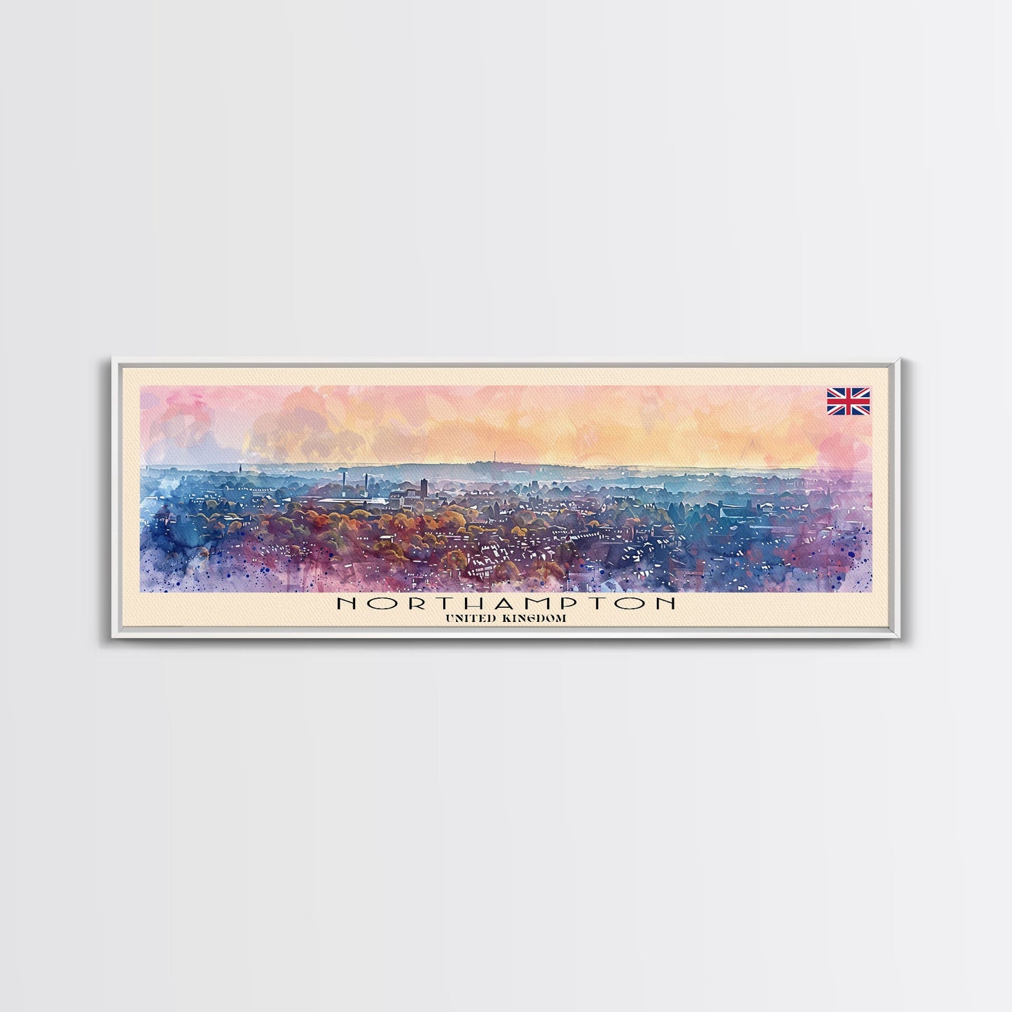 Northampton United Kingdom Travel Art, City Art, Framed Canvas Print or Metal Wall Art, Europe Travel Poster, Panoramic Wall Art, Extra Wide Wall Art