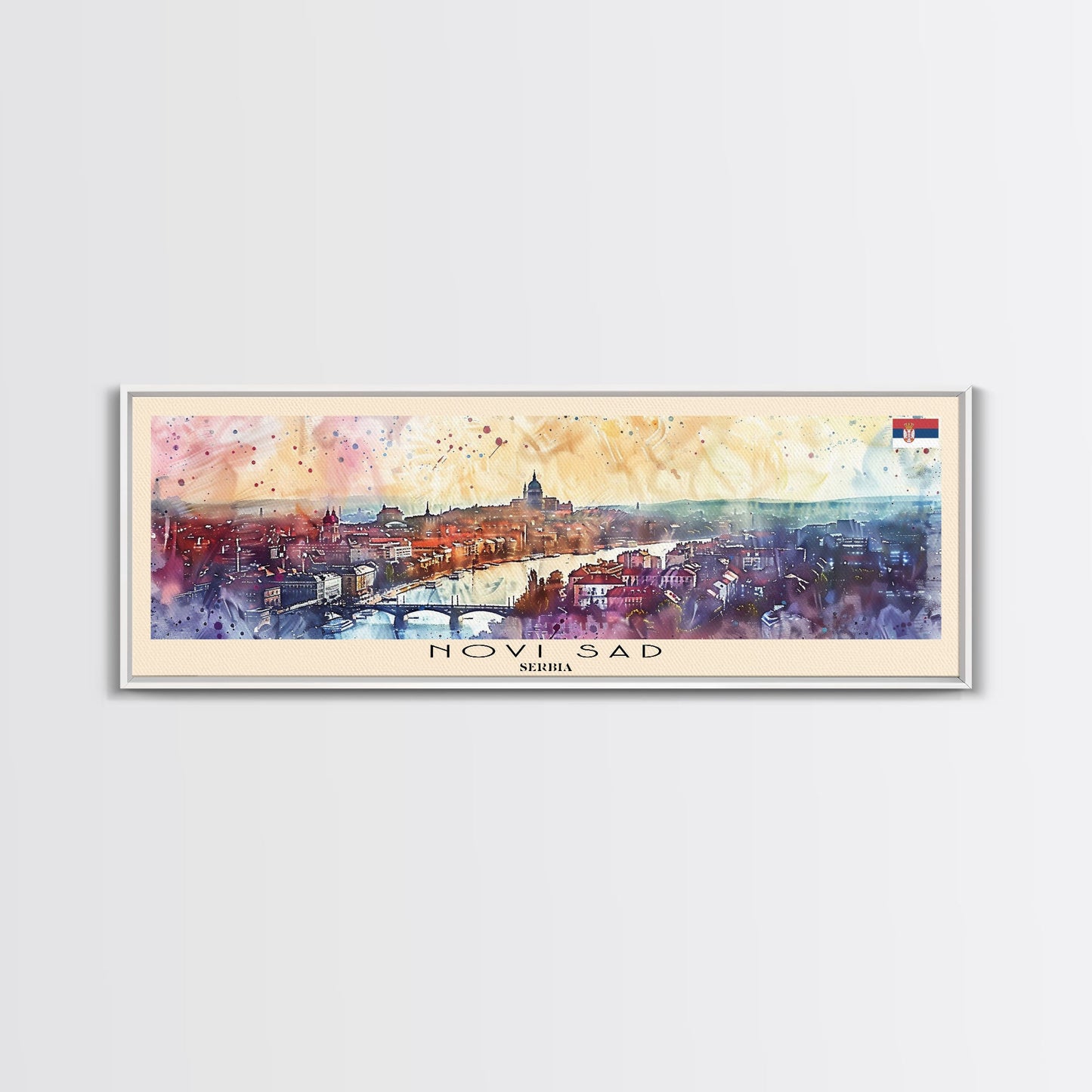 Novi Sad Serbia Travel Art, City Art, Framed Canvas Print or Metal Wall Art, Europe Travel Poster, Panoramic Wall Art, Extra Wide Wall Art