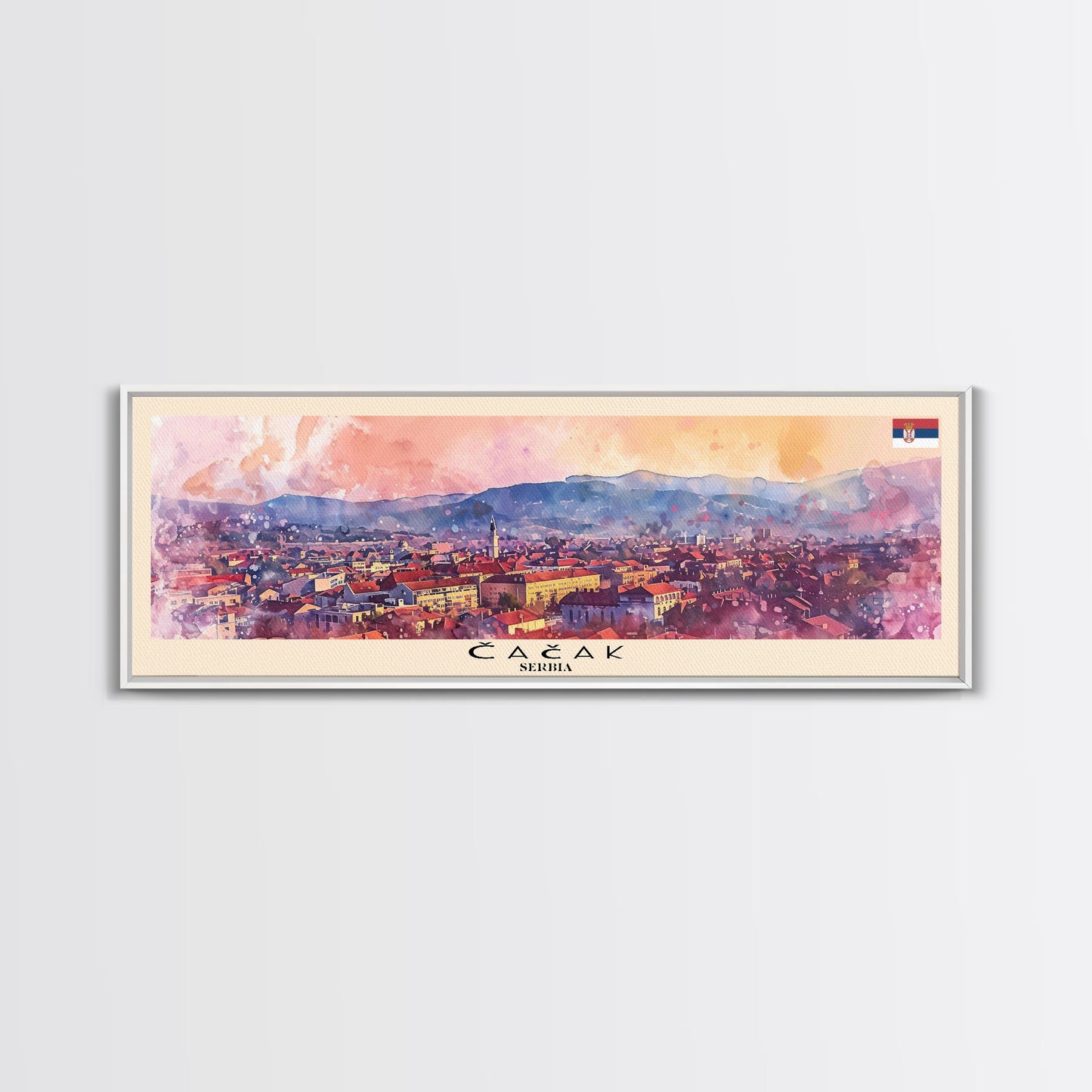 Čačak Serbia Wall Art, Panoramic Travel Poster, Panoramic Framed Canvas Print, City Wall Art, Wall Hanging Home Decor, Travel Art