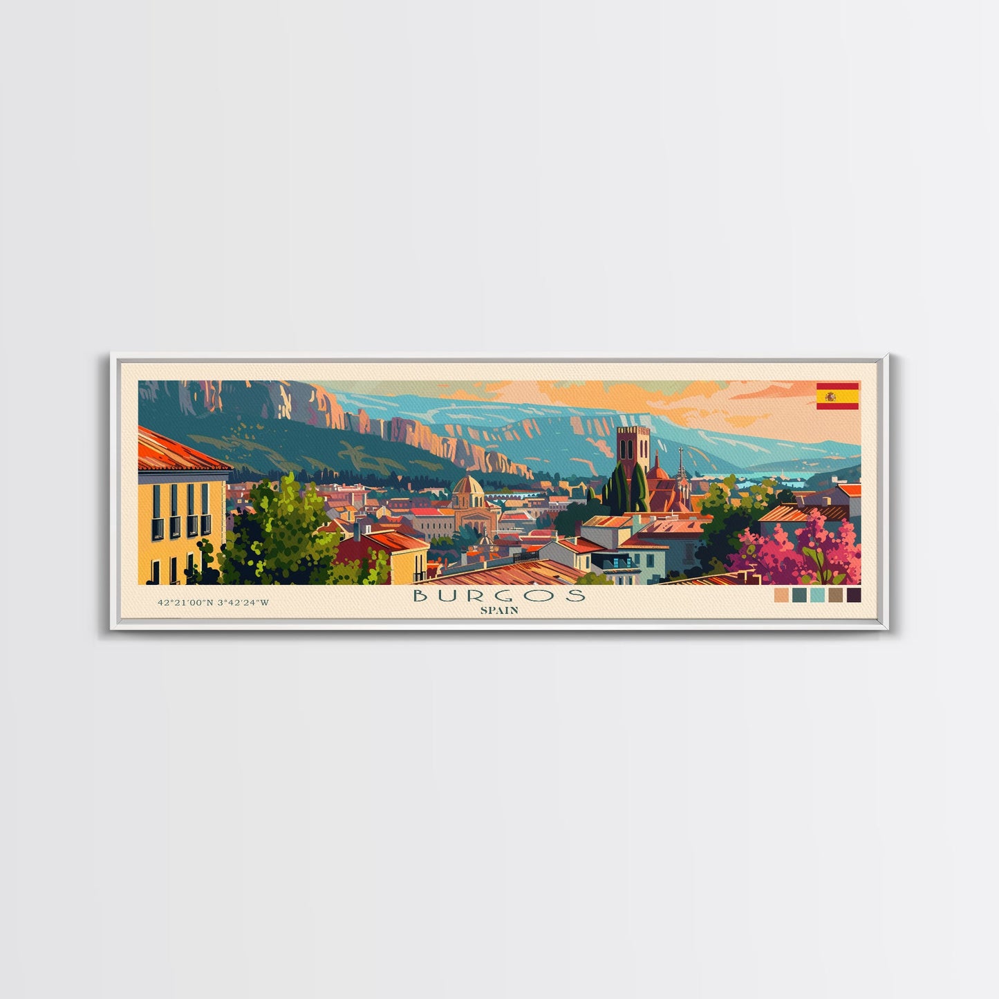 Burgos Spain Wall Art, Panoramic Travel Poster, Panoramic Framed Canvas Print, City Wall Art, Wall Hanging Home Decor, Travel Art