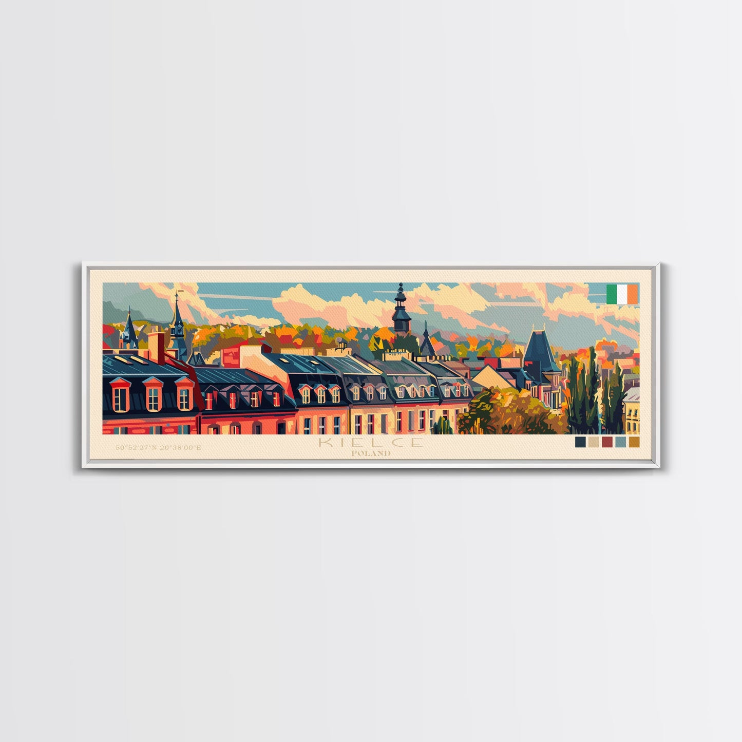Kielce Poland Wall Art, Panoramic Travel Poster, Panoramic Framed Canvas Print, City Wall Art, Wall Hanging Home Decor, Travel Art