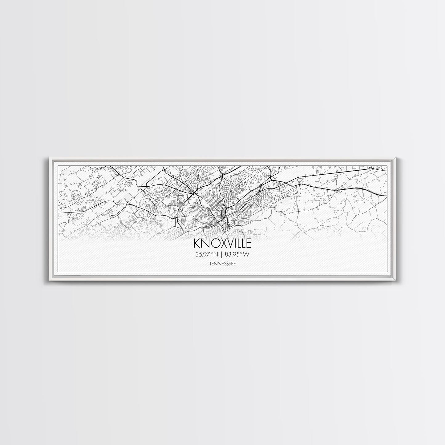 Panoramic Knoxville City Map, Tennessee Art, Map Print, Minimalist Wall Art, Canvas Art, Housewarming Gift, Street Map Art, Closing Gift