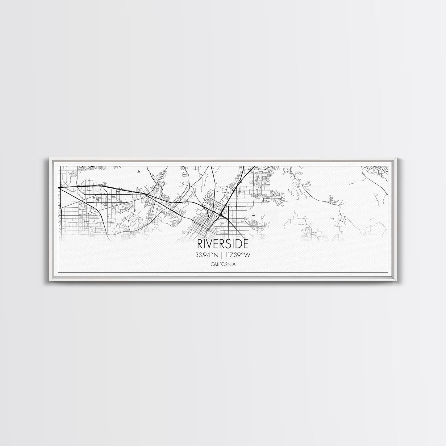 Panoramic Riverside City Map, California Art, Map Print, Minimalist Wall Art, Canvas Art, Housewarming Gift, Street Map Art, Closing Gift