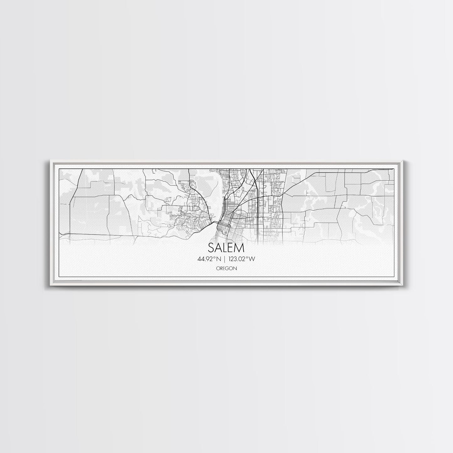Panoramic Salem City Map, Oregon Art, Map Print, Minimalist Wall Art, Canvas Art, Housewarming Gift, Street Map Art, Closing Gift