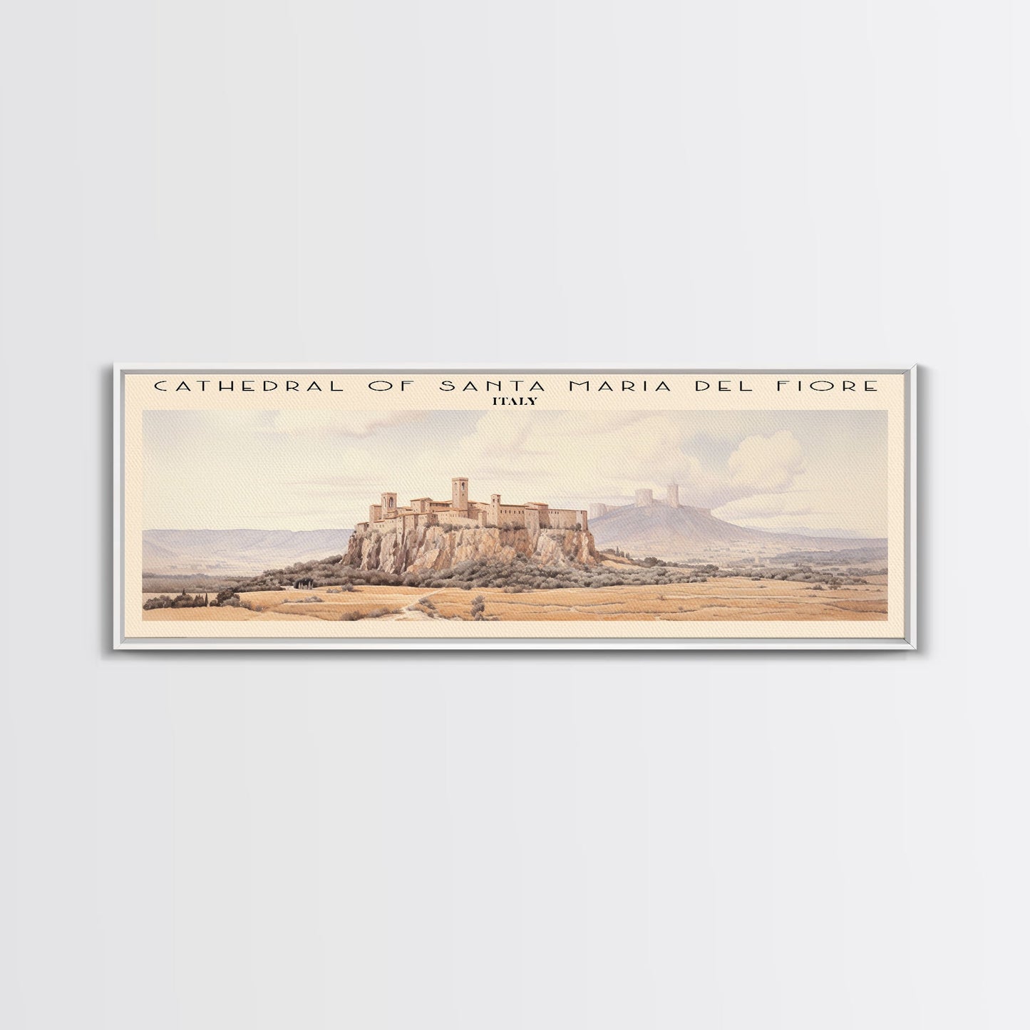 Cathedral of Santa Maria del Fiore Travel Poster Print, Framed Canvas Print, COUNTRY Travel Art, Wood Framed Art, Wall Hanging, Home Decor