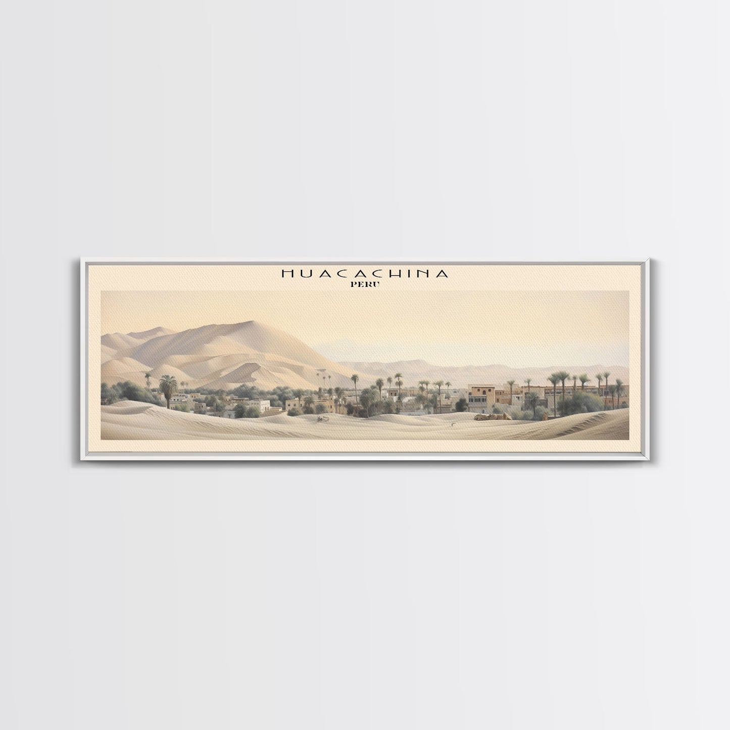 Huacachina Travel Poster Print, Framed Canvas Print, COUNTRY Travel Art, Wood Framed Art, Wall Hanging, Home Decor