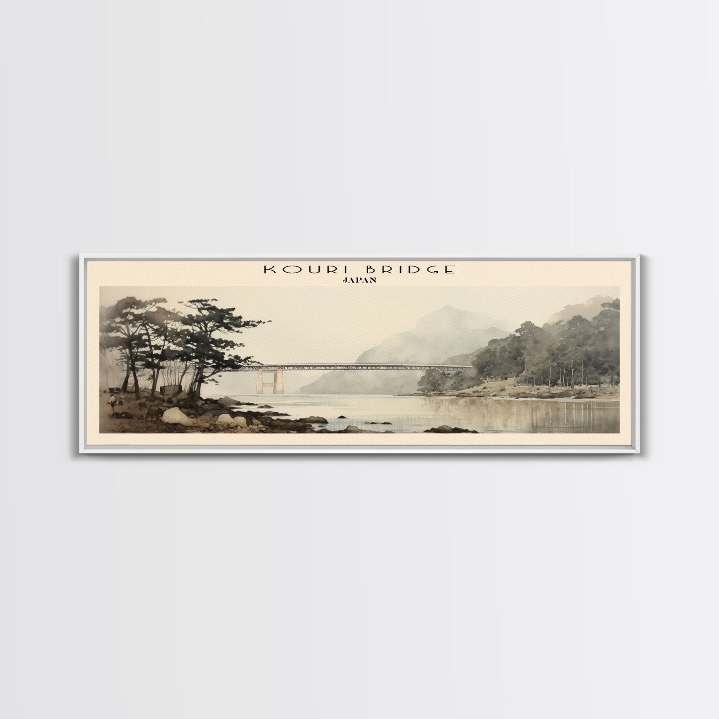 Kouri Bridge COUNTRY | Framed Travel Poster Canvas Print | Trendy Wall Art | Watercolor Painting | Living Room Art | Unique Art