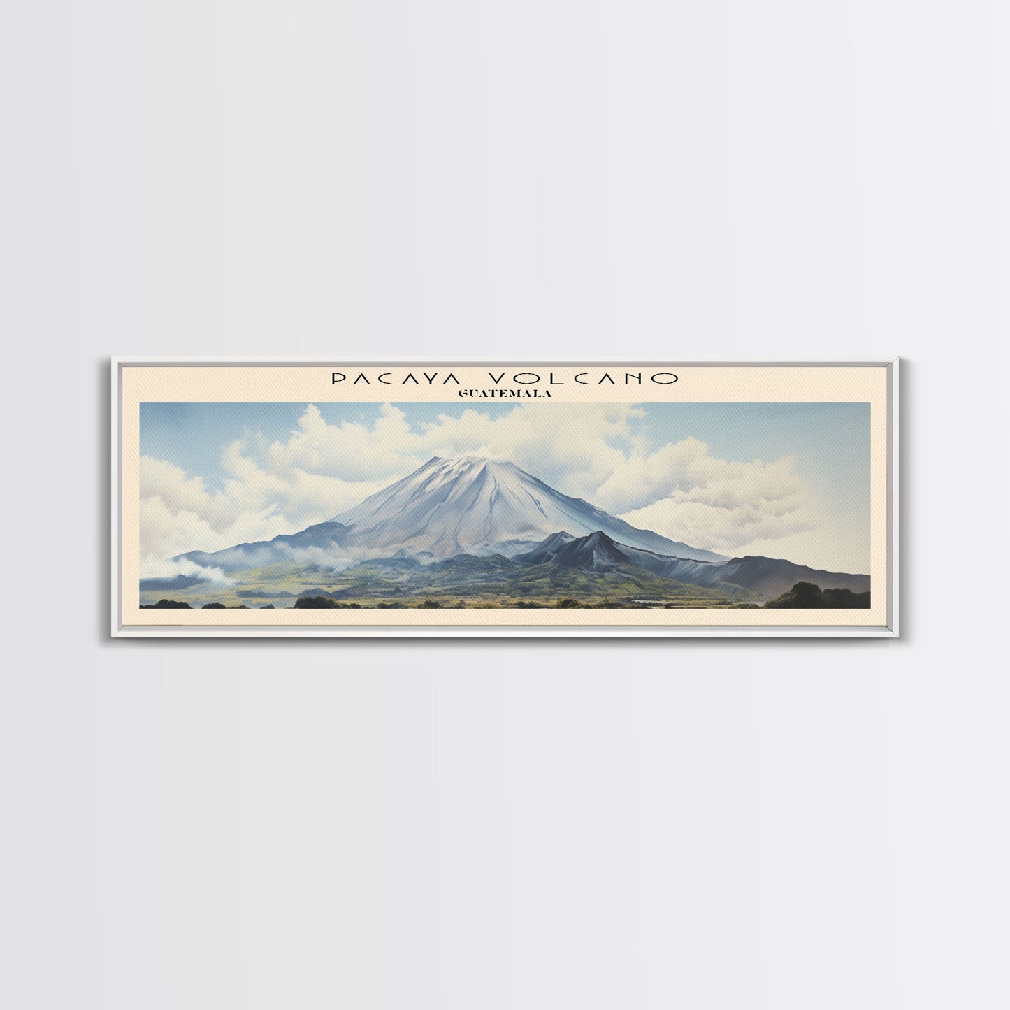 Pacaya Volcano Travel Poster Print, Framed Canvas Print, COUNTRY Travel Art, Wood Framed Art, Wall Hanging, Home Decor