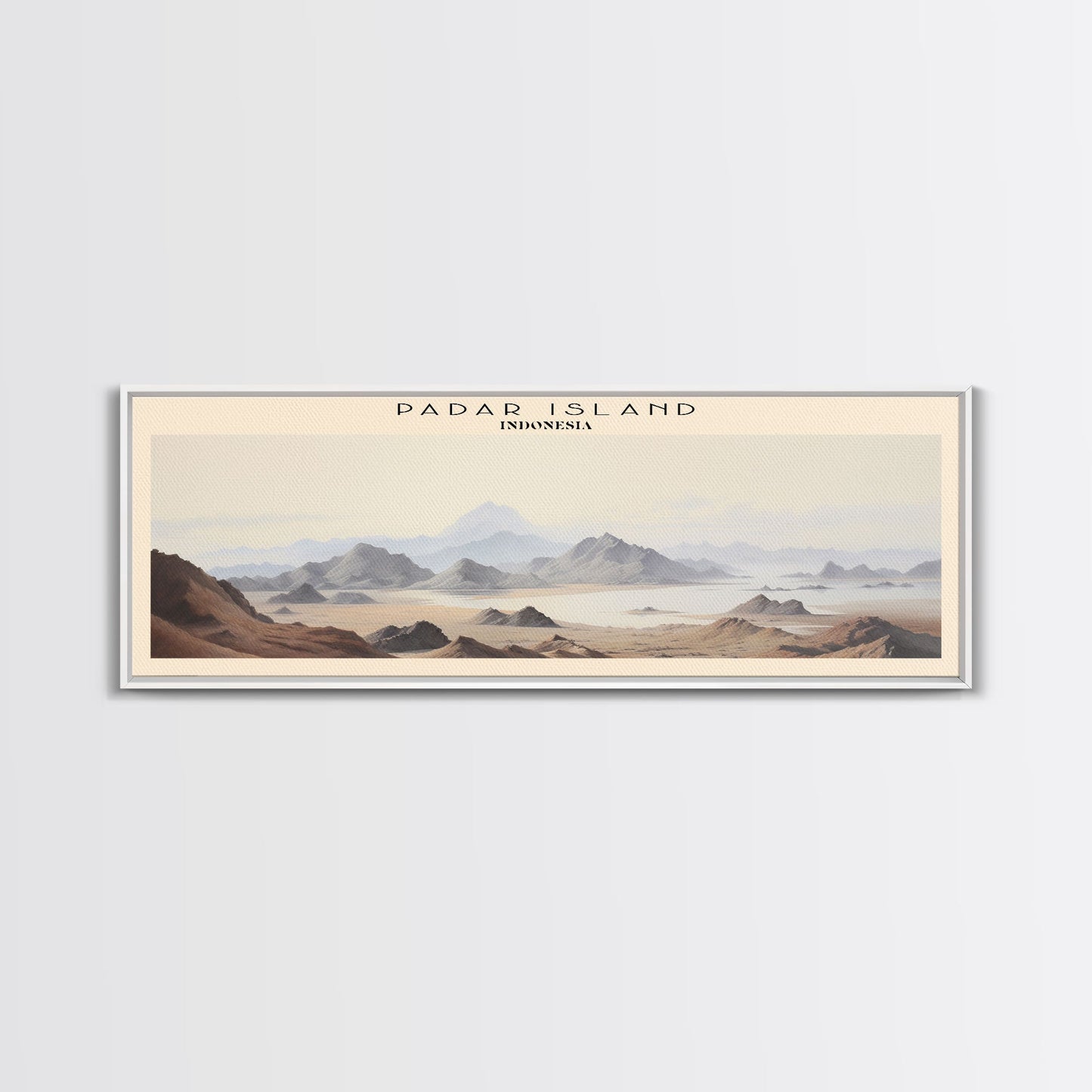 Padar Island COUNTRY Travel Poster Print, Framed Canvas Print, COUNTRY Travel Art, Wood Framed Art, Wall Hanging, Home Decor